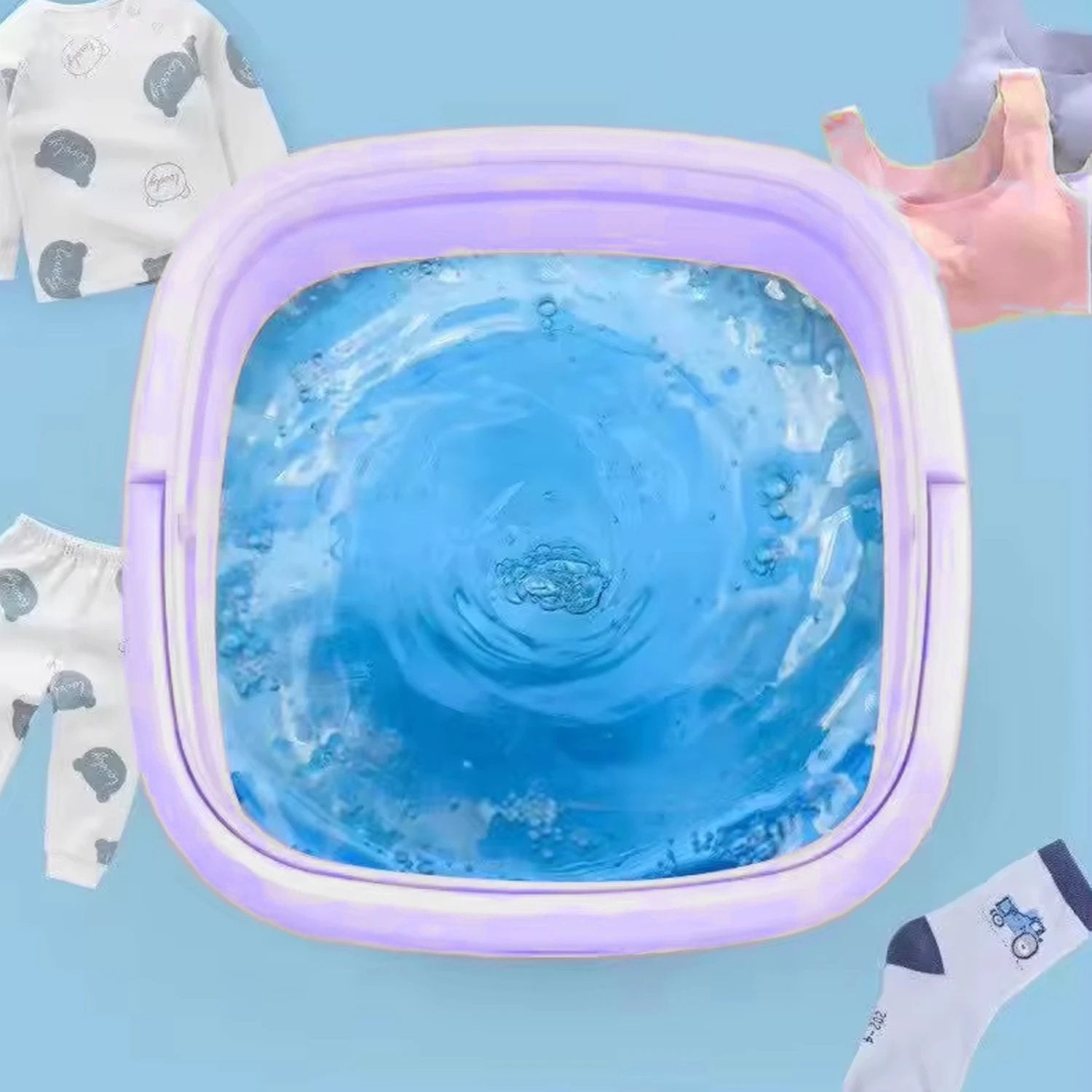 12897 Folding Washing Machine Mini Portable Washing Machine Deep Cleaning Mini Foldable Washing Machine Suitable For Socks Underwear Baby Clothes  Other (1 Pc) - 69kart