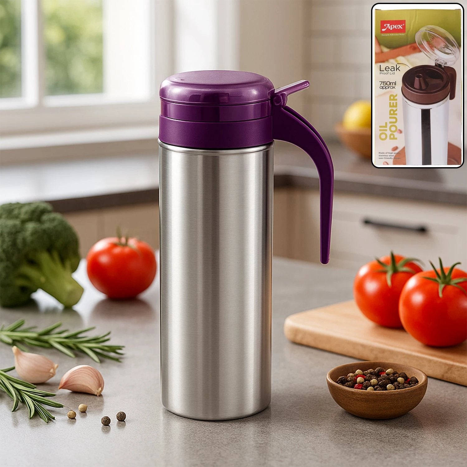 Apex 750ml Approx. Stainless Steel Oil Pourer (1 Pc) by Wukusy