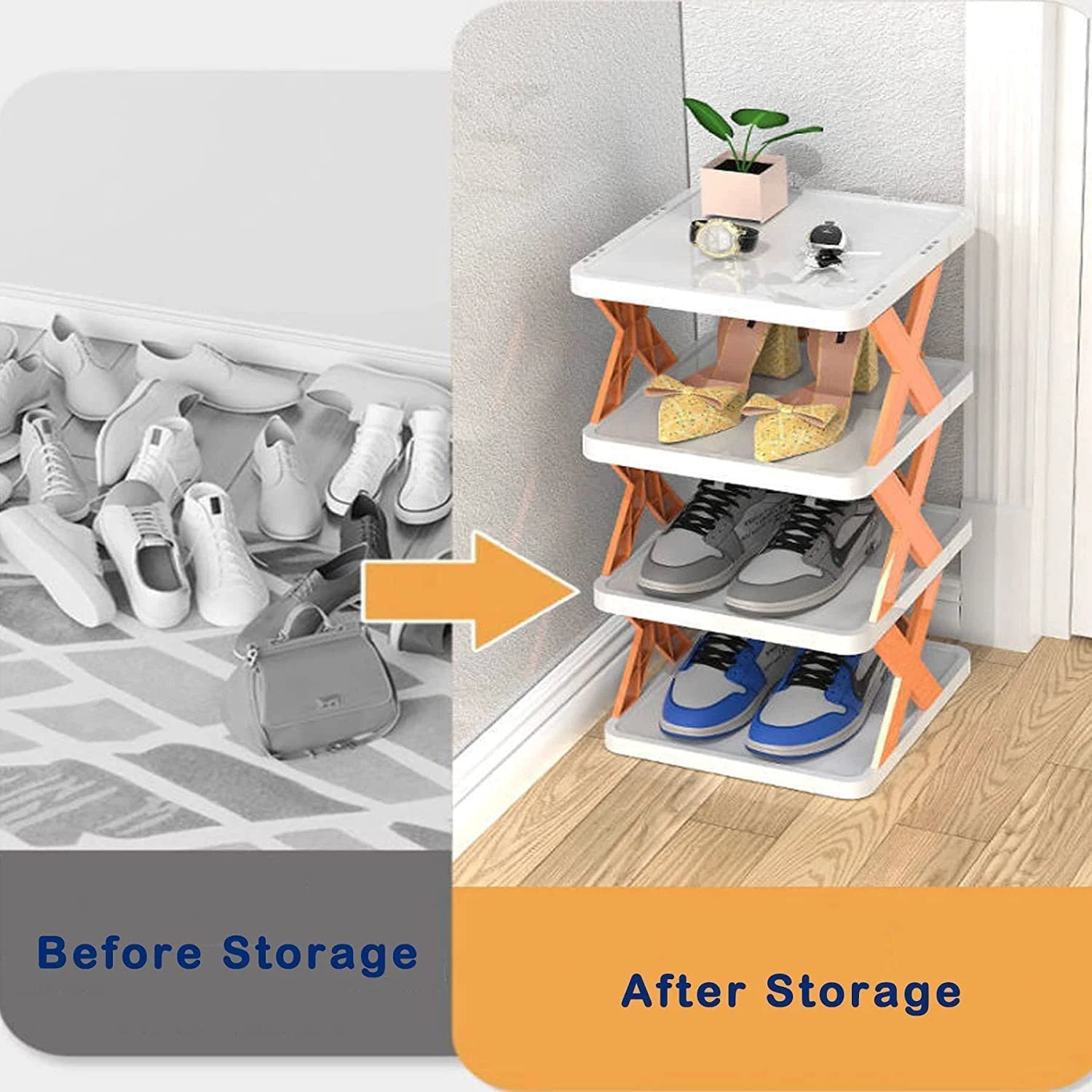 9065 5 Tier Shoes Stand Shoe Tower Rack Suit For Small Spaces Closet Small Entryway Easy Assembly And Stable In Structure Corner Storage Cabinet For Saving Space by Wukusy
