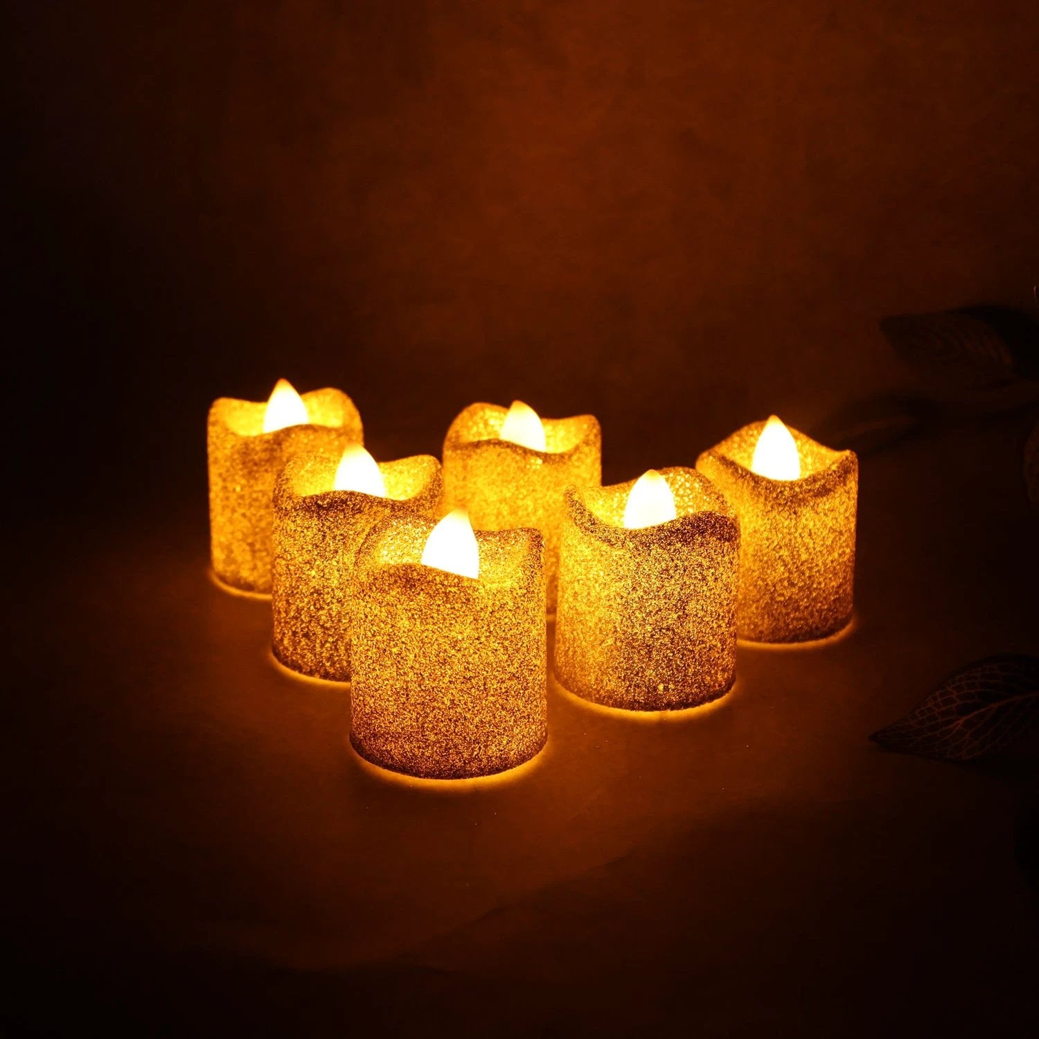 LED Glitter Tealight Candles - 6 Piece Set by Wukusy