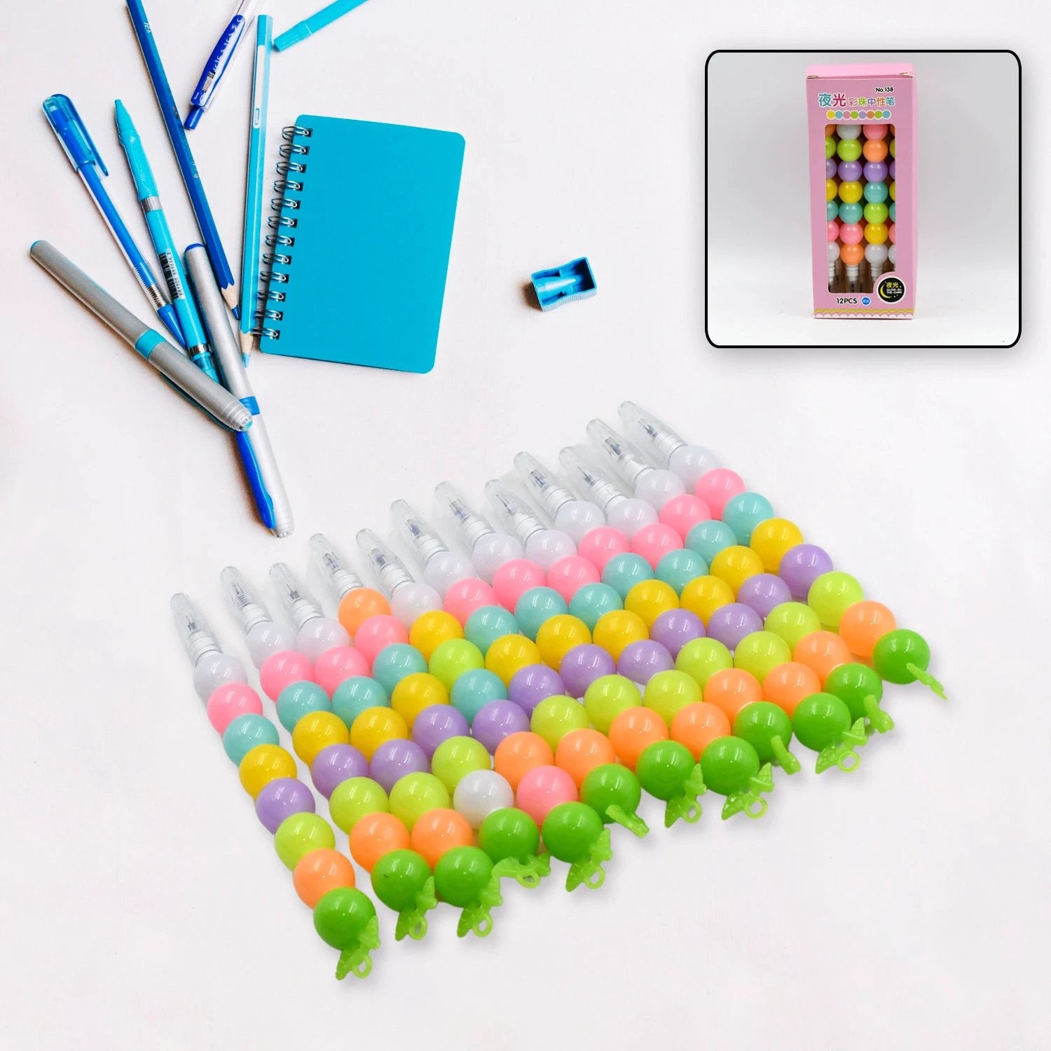 4572 Stylish Pearls Pen Plastic Moti Non-sharpening Design Pen Multicolor Pearls Moti Gel Pen Fancy Designer Attractive Gel Pen For Kids Pack Of (12 Pc Set ) - 69KART