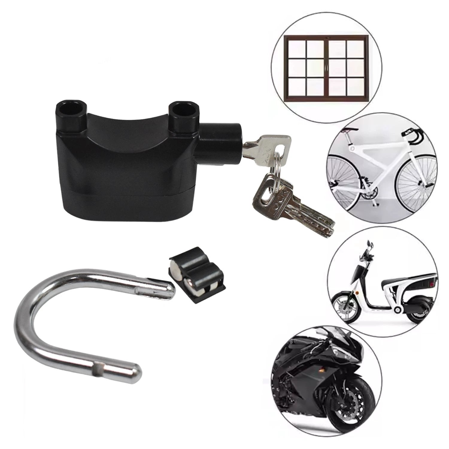 Plastic Body Waterproof Siren Alarm Smart Alarm Lock 3 Keys (1 Set) by Wukusy
