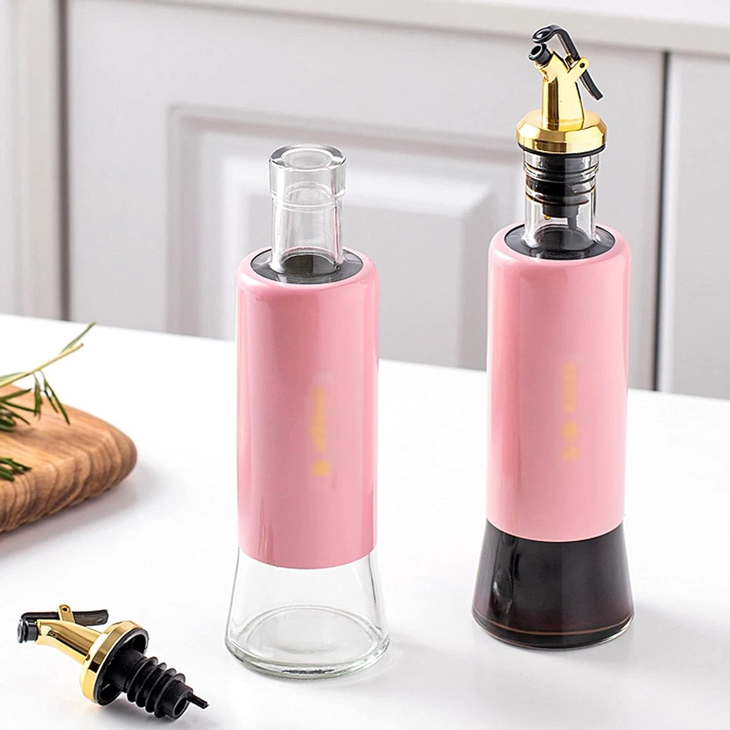 5526 300 Ml Olive Oil Dispenser Bottle Leakproof Condiment Glass Container Non- Drip Spout Soy Sauce Vinegar Cruet Bottle For Kitchen Cooking Bbq Fry For Kicthen Home (300 Ml) - 69kart