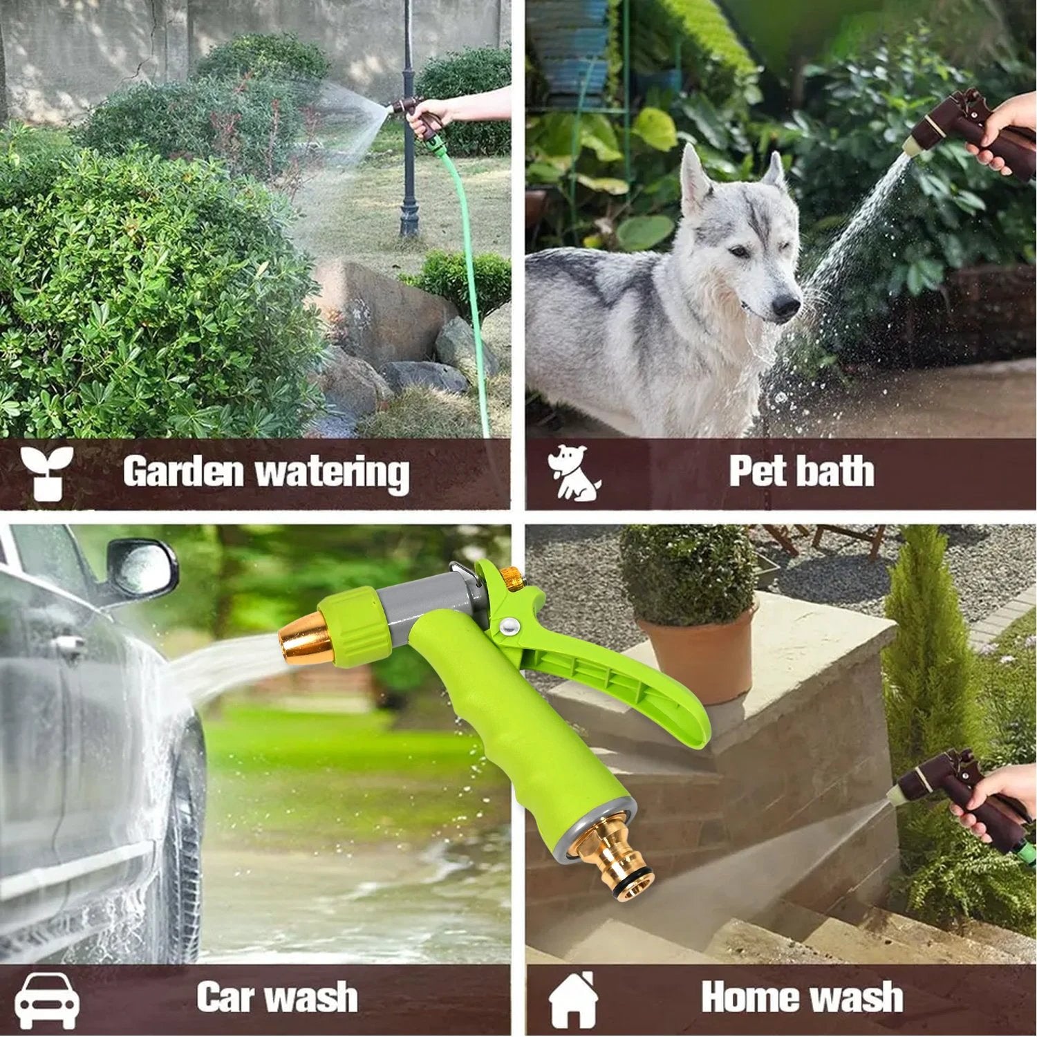 7525 Water Spray Nozzle Hose Sprayer High Pressure Long Range Zinc Alloy Rotatable For Gardening Spray Adjustable High Pressure Car Washer Washing Water Spray Gun - 69KART
