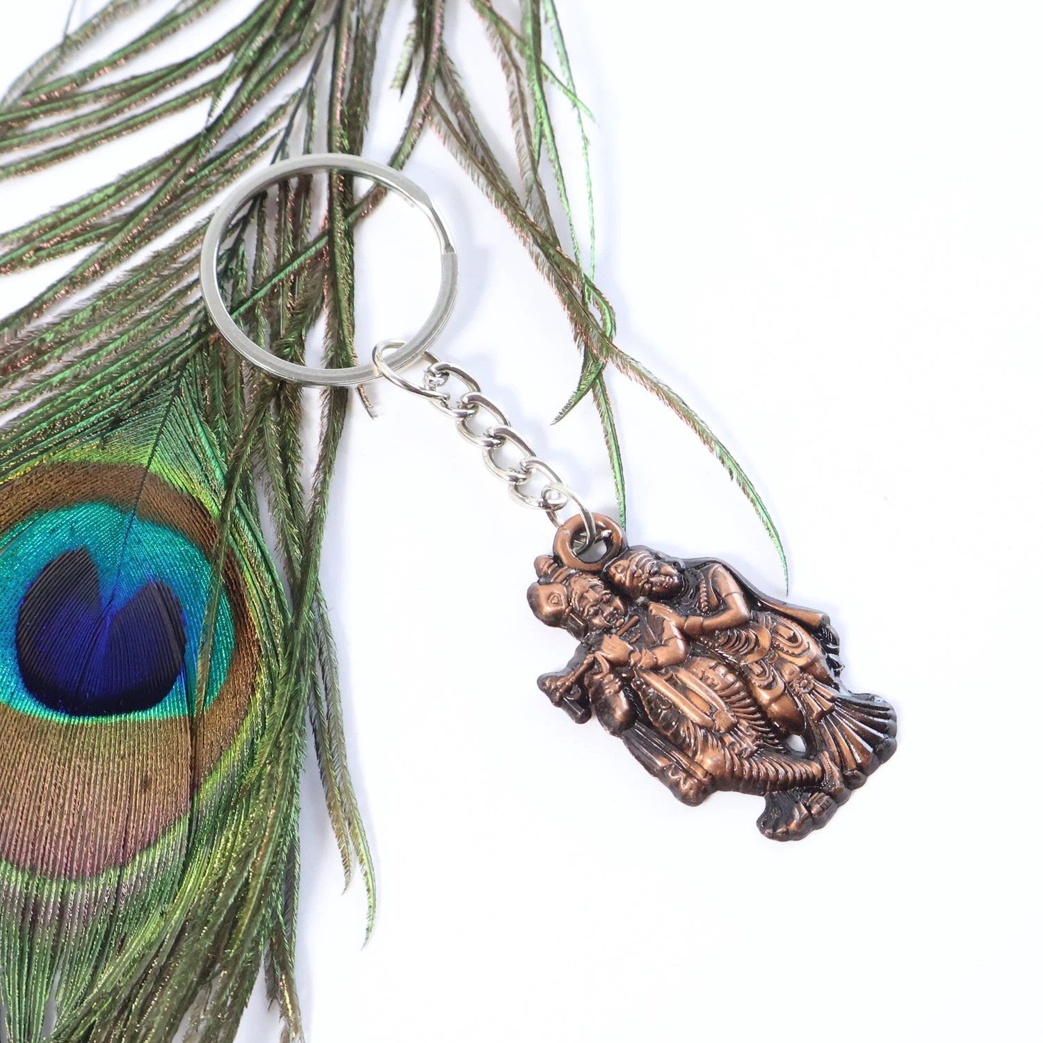 Radha Krishna Metal Keychain - Classic Design by Wukusy