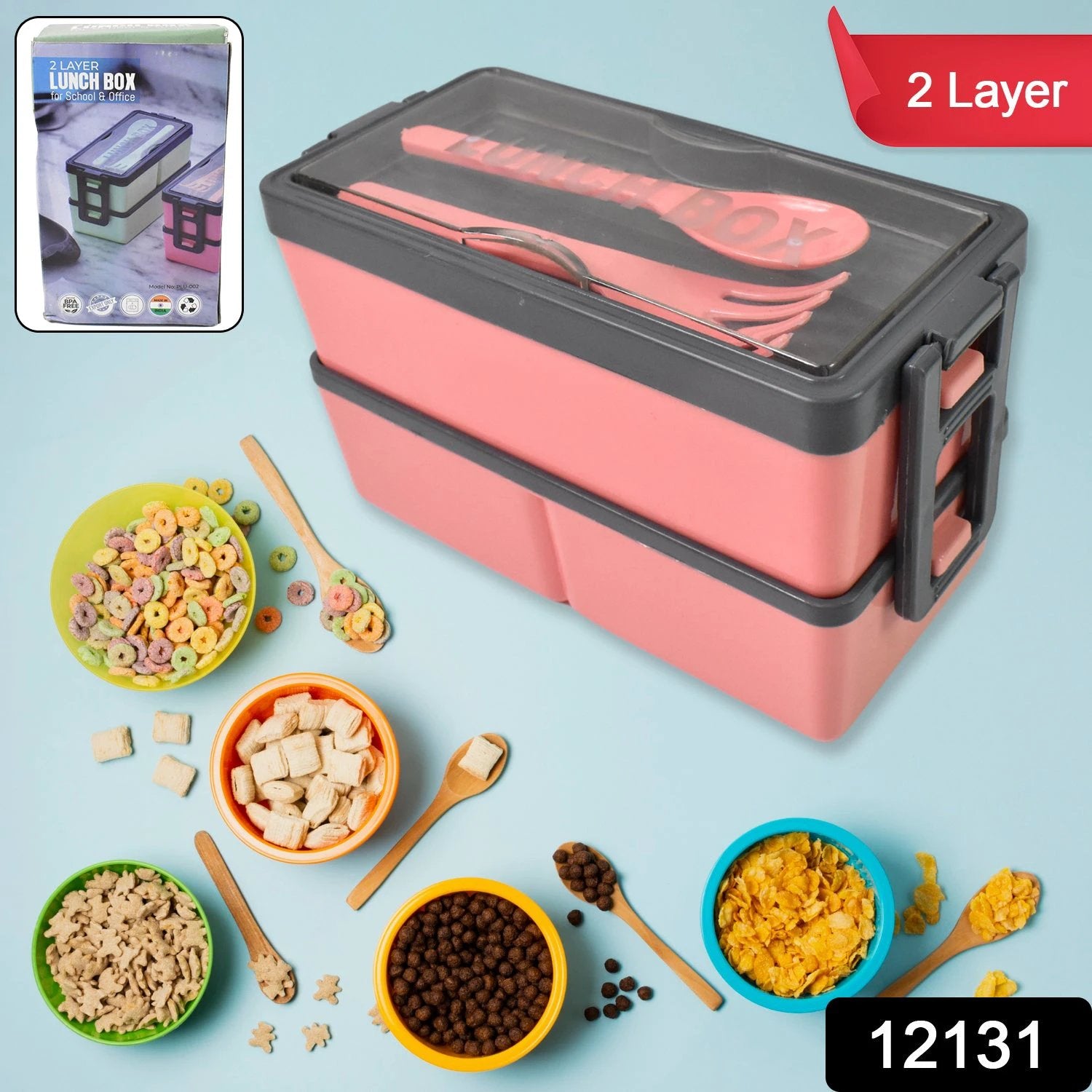 Plastic 3 Layer Leak Proof 3 Compartment Lunch Box For Office (1 Pc) by Wukusy
