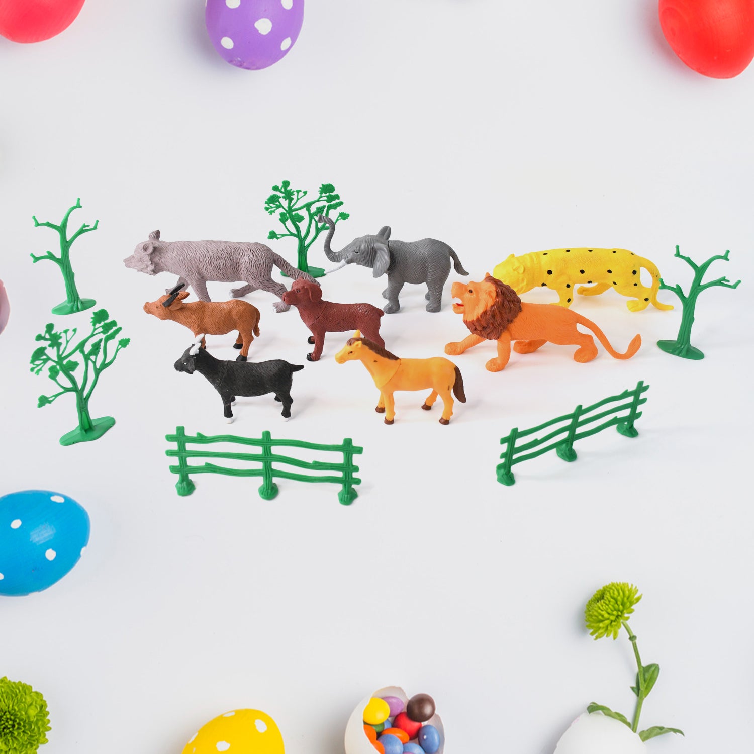 Animal Kingdom Plastic Toy Set For Kids (14 Pc)