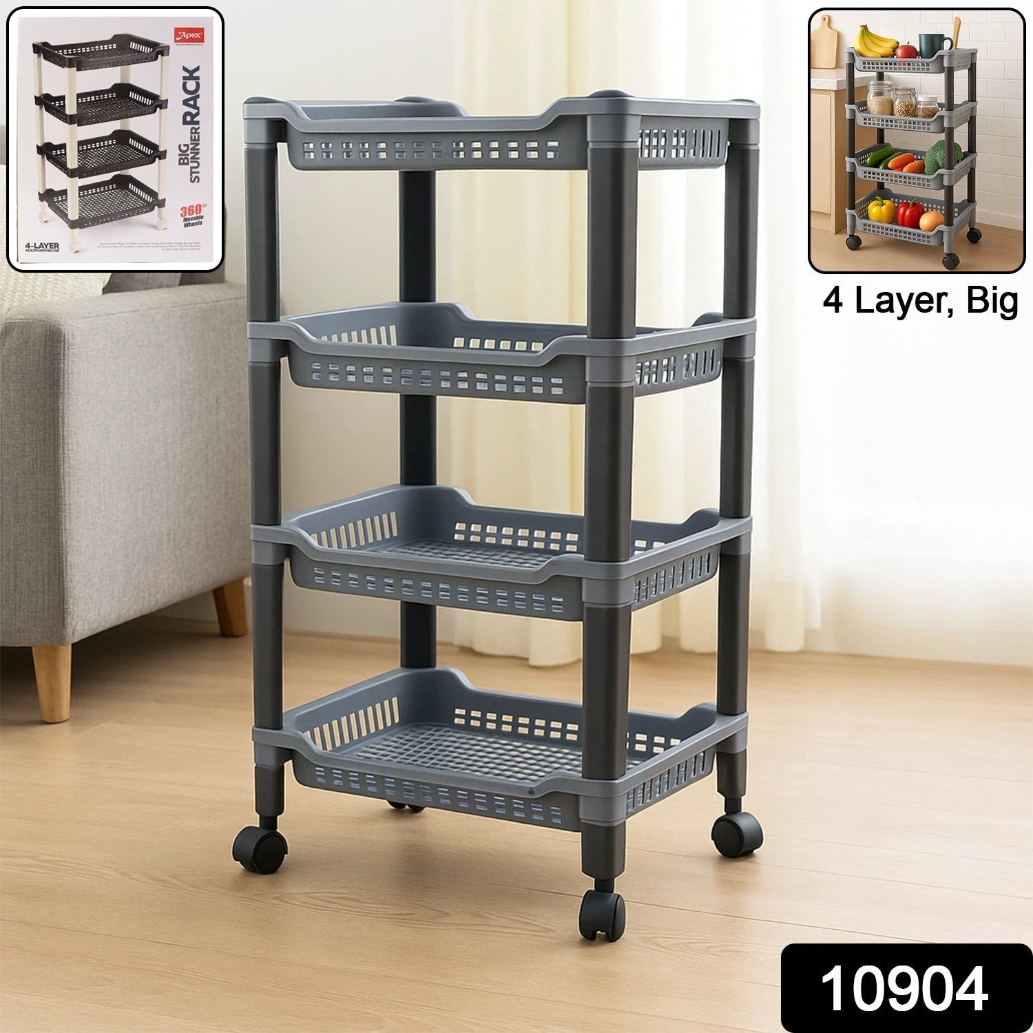 Apex 4-layer Big Multipurpose Plastic Storage Rack by Wukusy