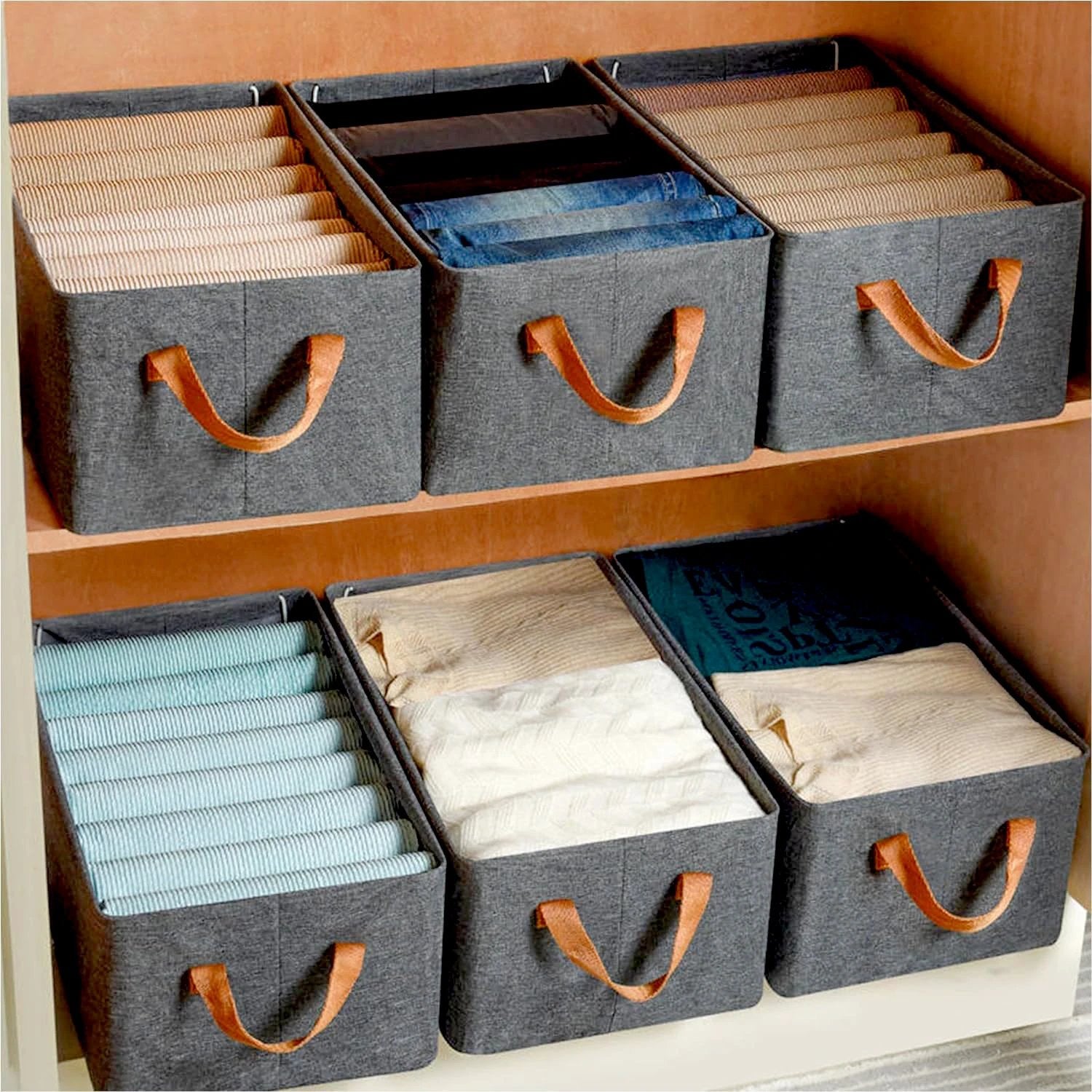Foldable Storage Box 45cm - Cotton Linen with Handles - 69KART