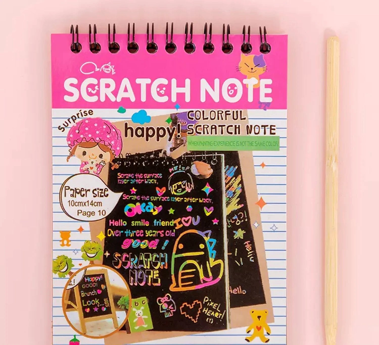 Crafts Rainbow Scratch Art Paper Book Sheets - 10 Pages (Pack of 1) - 69KART