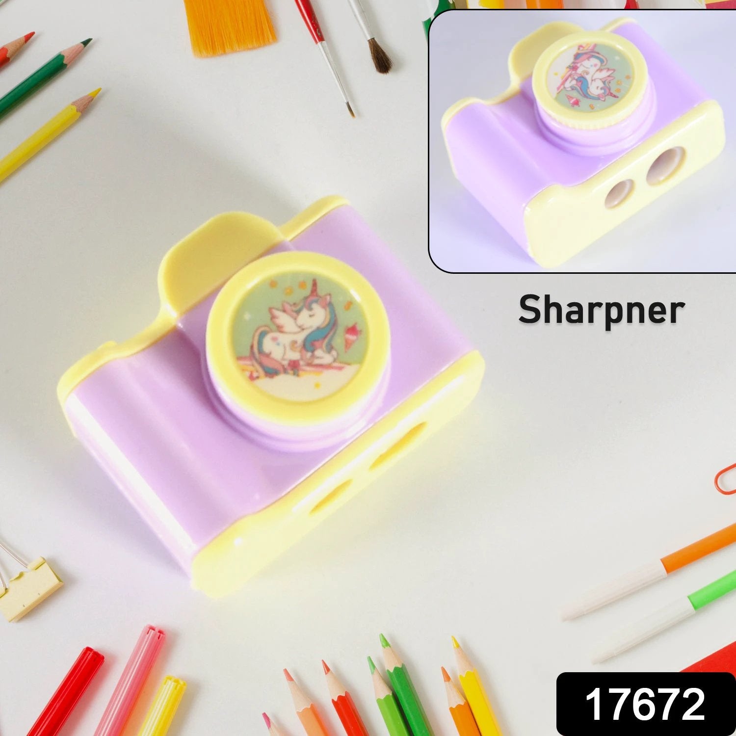 17672 Camera Shape Pencil Sharpener  Simple Student Office Sharpener  Fashionable And Convenient Lightweight Manual Sharpener For Kids Boys Girls Birthday Return Gifts (1 Pc) - 69KART