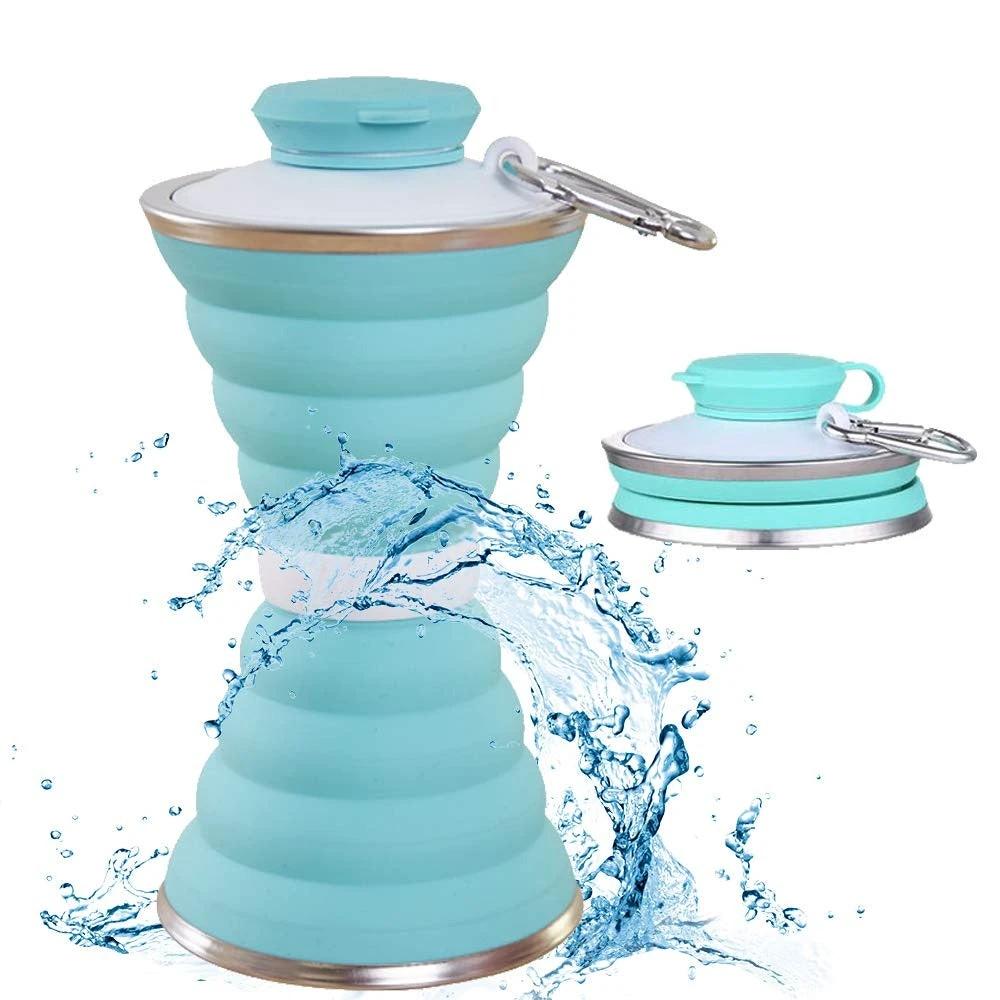 Silicone Traveling Water Bottle Bpa Free - Leak Proof Lightweight Collapsible - Small Folding Refillable And Space Saver For Camping Gym Sports Hiking Biking Yoga Outdoor by Wukusy