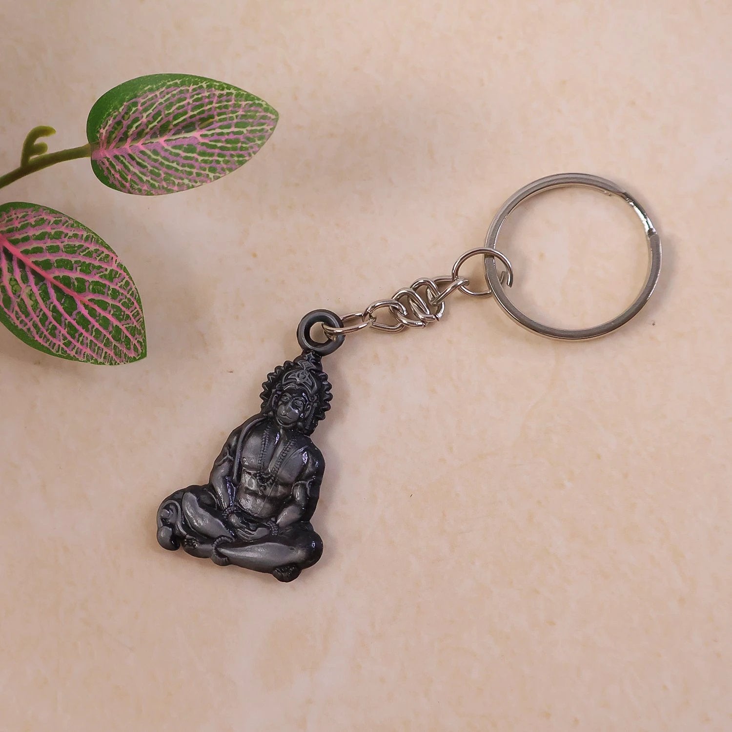 Premium Spiritual Hanuman Ji Sitting Pose Metal Keychain (1 Pc) by Wukusy