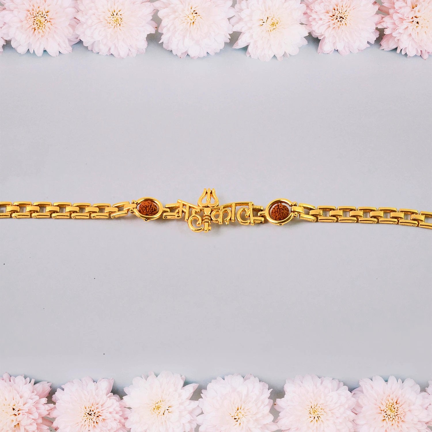 Mahakal Trishul Design  Rudraksh Beads Bracelet Rakhi - 69KART