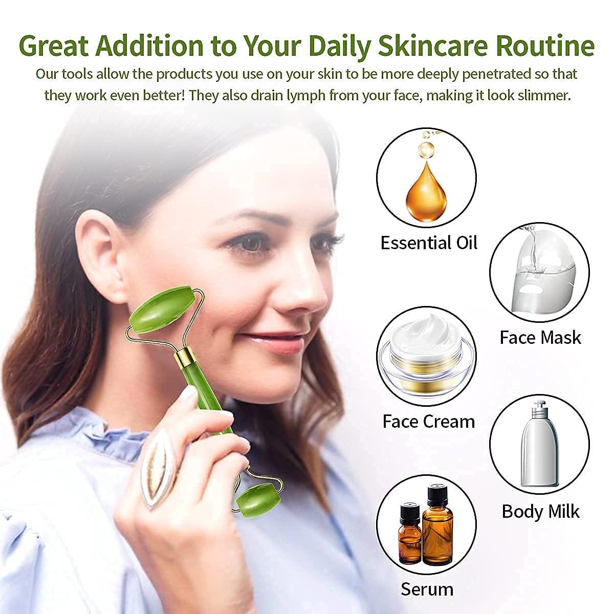 Gua Sha Stone Anti Aging Jade Roller Face Massager