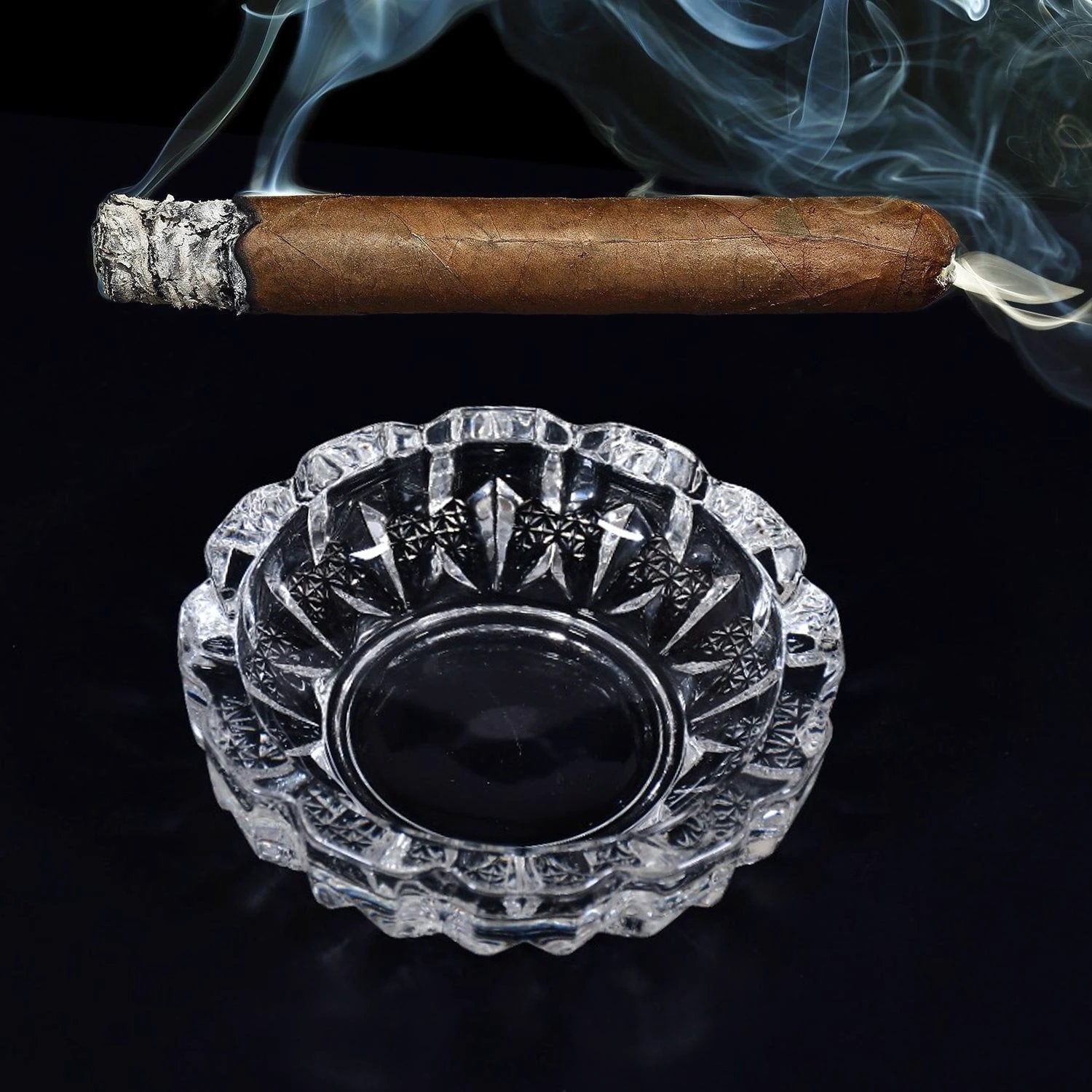 4066 Paricutin Glass Crystal Quality Cigar Cigarette Ashtray Round Tabletop For Home Office Indoor Outdoor Home Decor by Wukusy