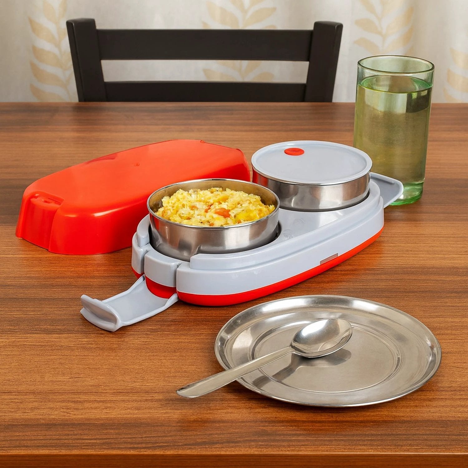 Orbit Electric Lunch Box With Dual Stainless Steel Containers Set by Wukusy