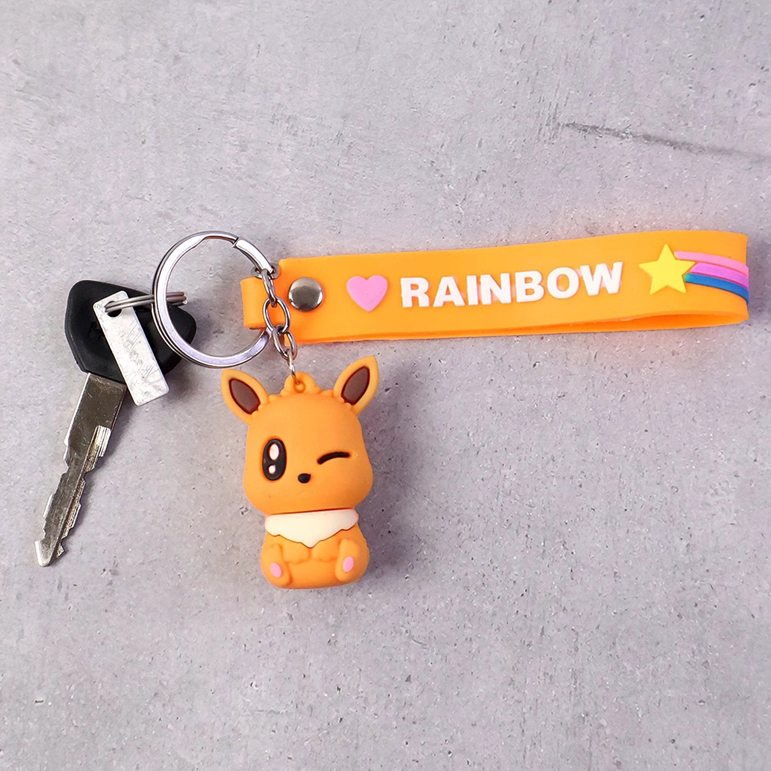 Cute Cartoon Silicone 3d Key Chain With Metal Hook  Strap (Pack Of 1) - 69KART