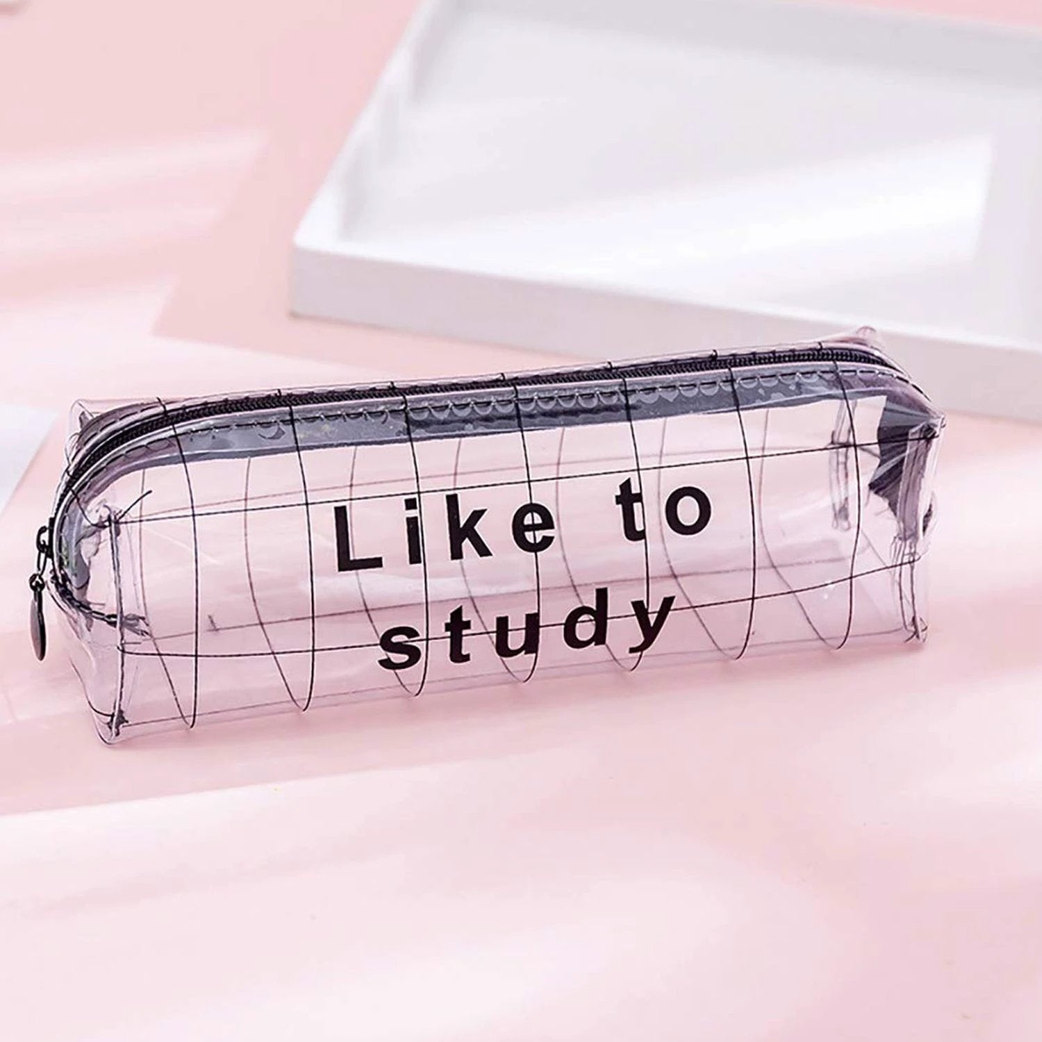 Plastic Transparent Pencil Pouch With Zipper (1 Pc) - 69KART