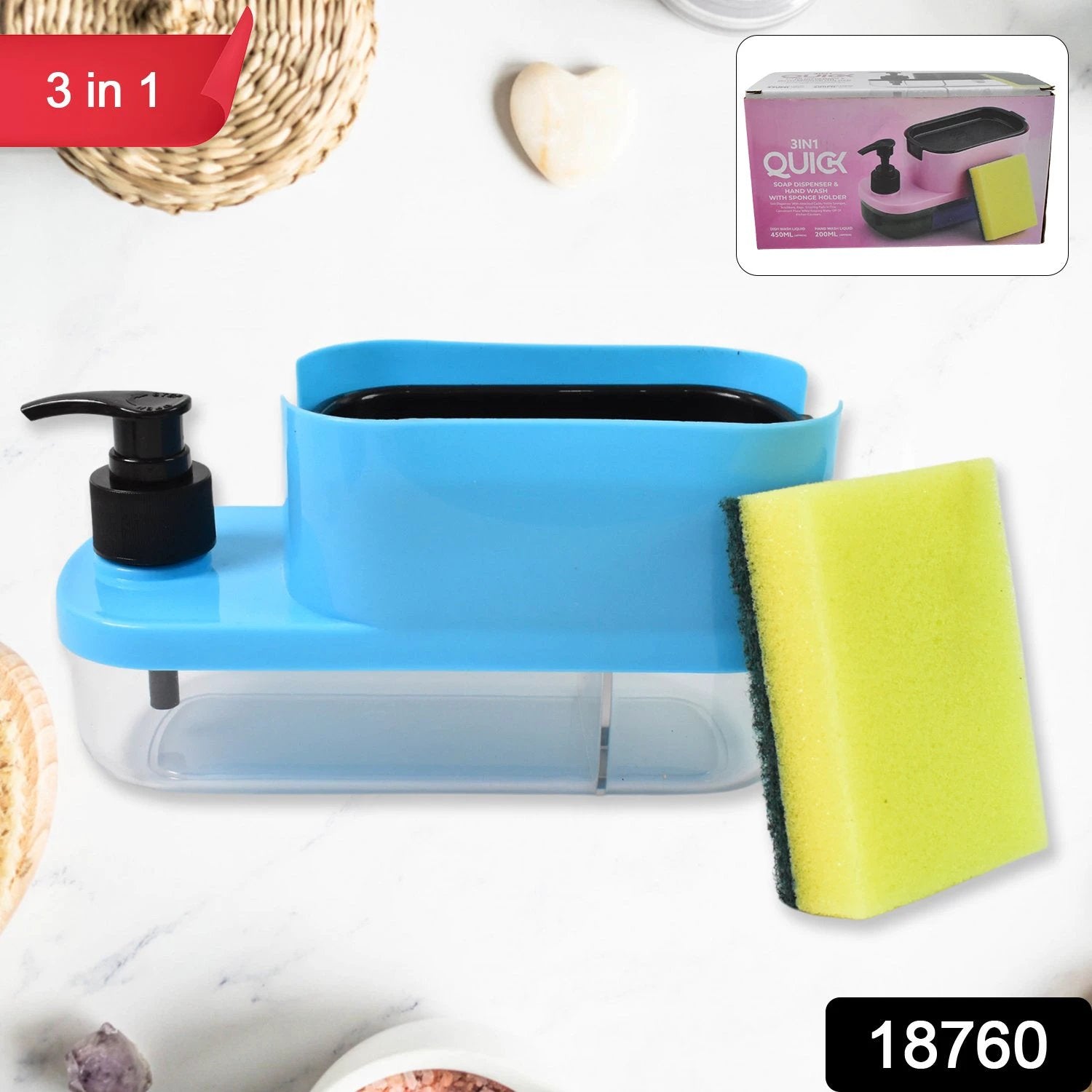 3 In 1 Dishwashing And Handwash Liquid Soap Dispenser (3 In 1 Dispenser) - 69kart