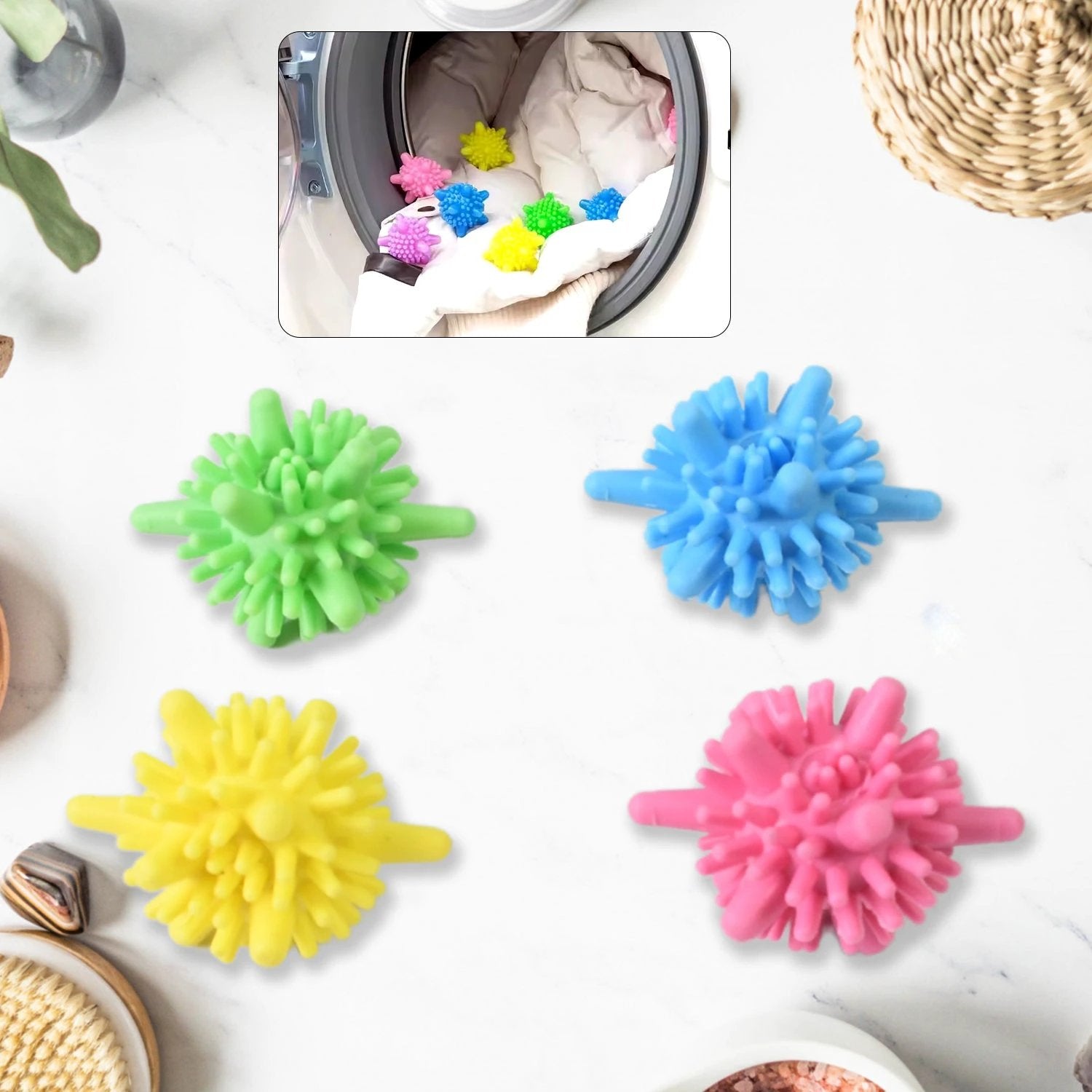 Soft Star Washing Machine Laundry Dryer Balls Laundry Ball (4 Pcs  Multi Color) - 69kart