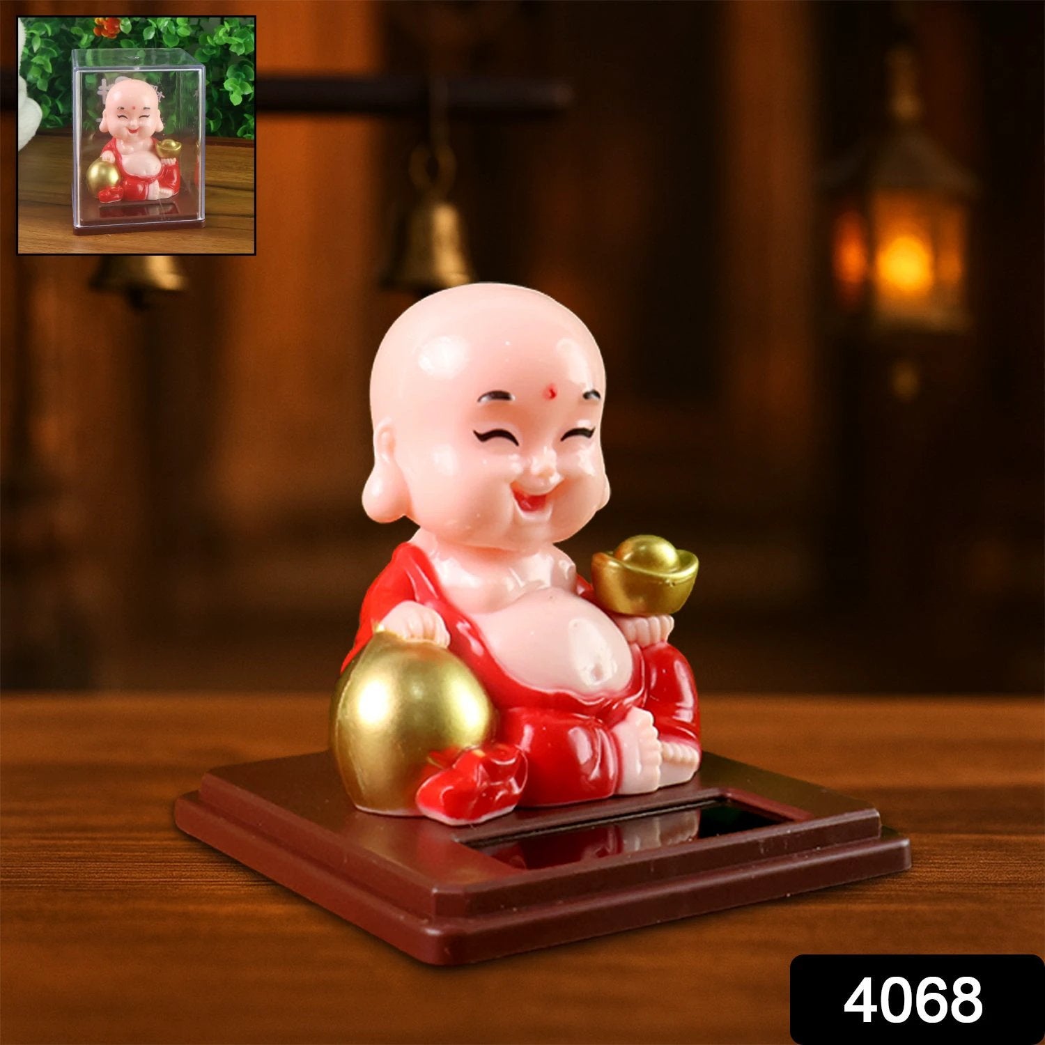 Solar Power Moving Head Buddha Statue Car Ornament (1 Pc  Mix Color) - 69KART