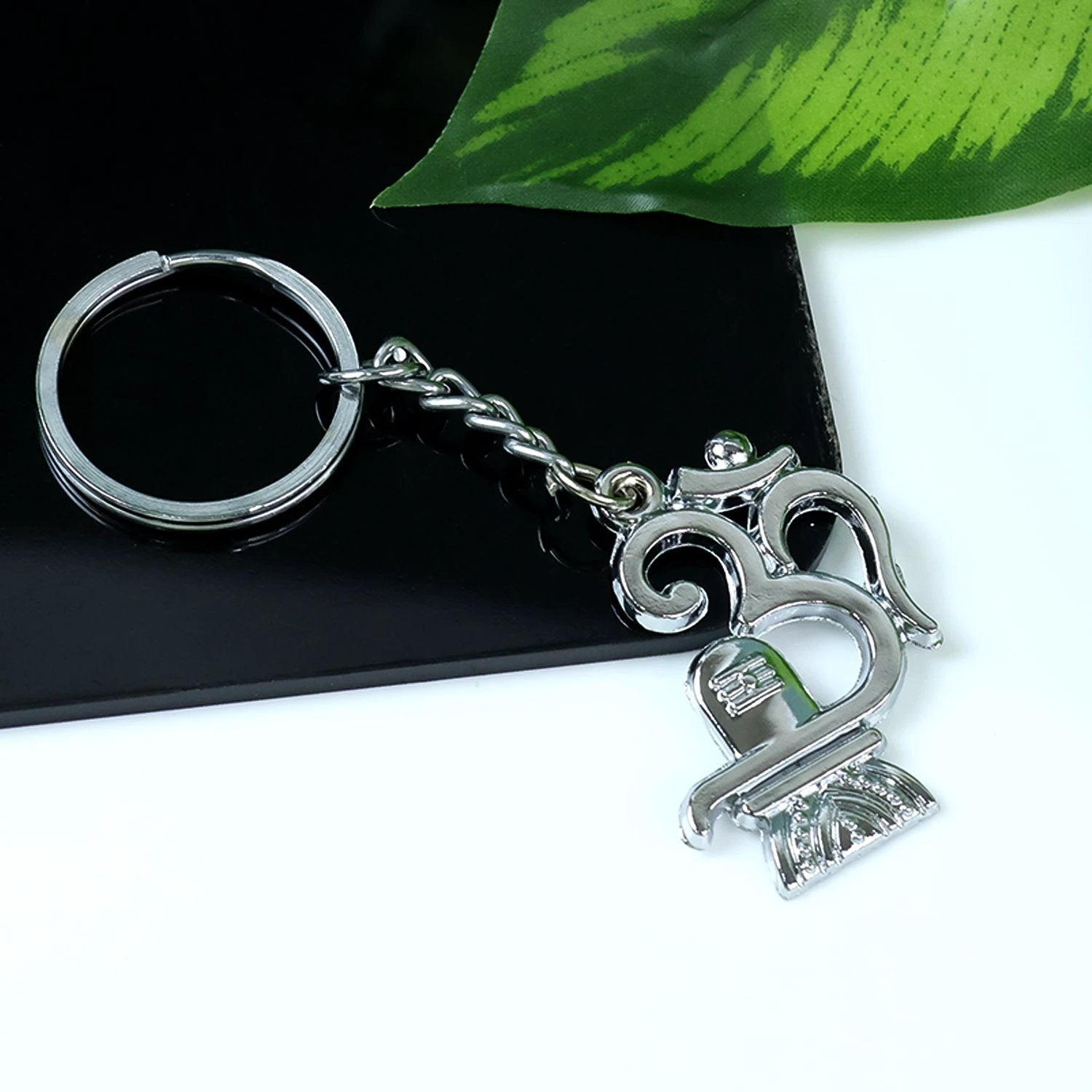 Om with Shivling Metal Keychain by Wukusy