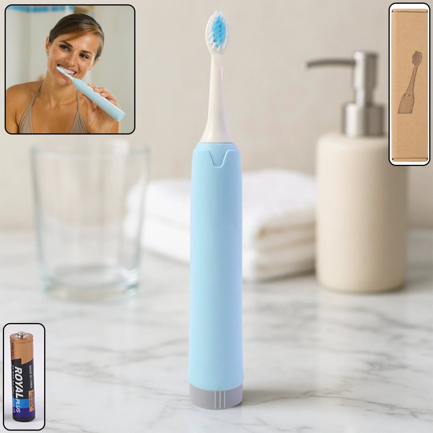 Portable Battery-operated Electric Toothbrush (1 Pc) - 69kart