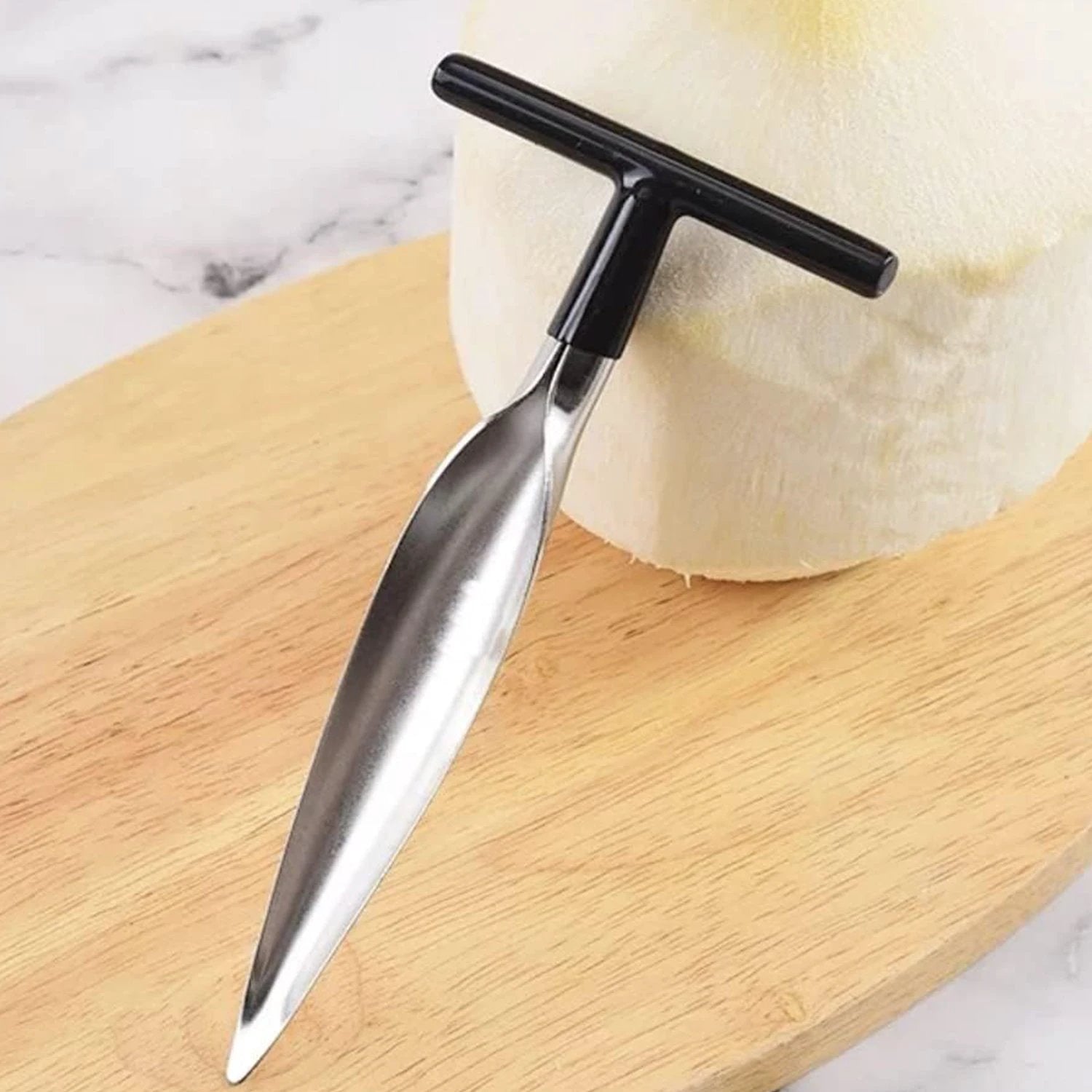 Stainless Steel Coconut Breaker Tool With Comfortable T-handle (1 Pc) by Wukusy