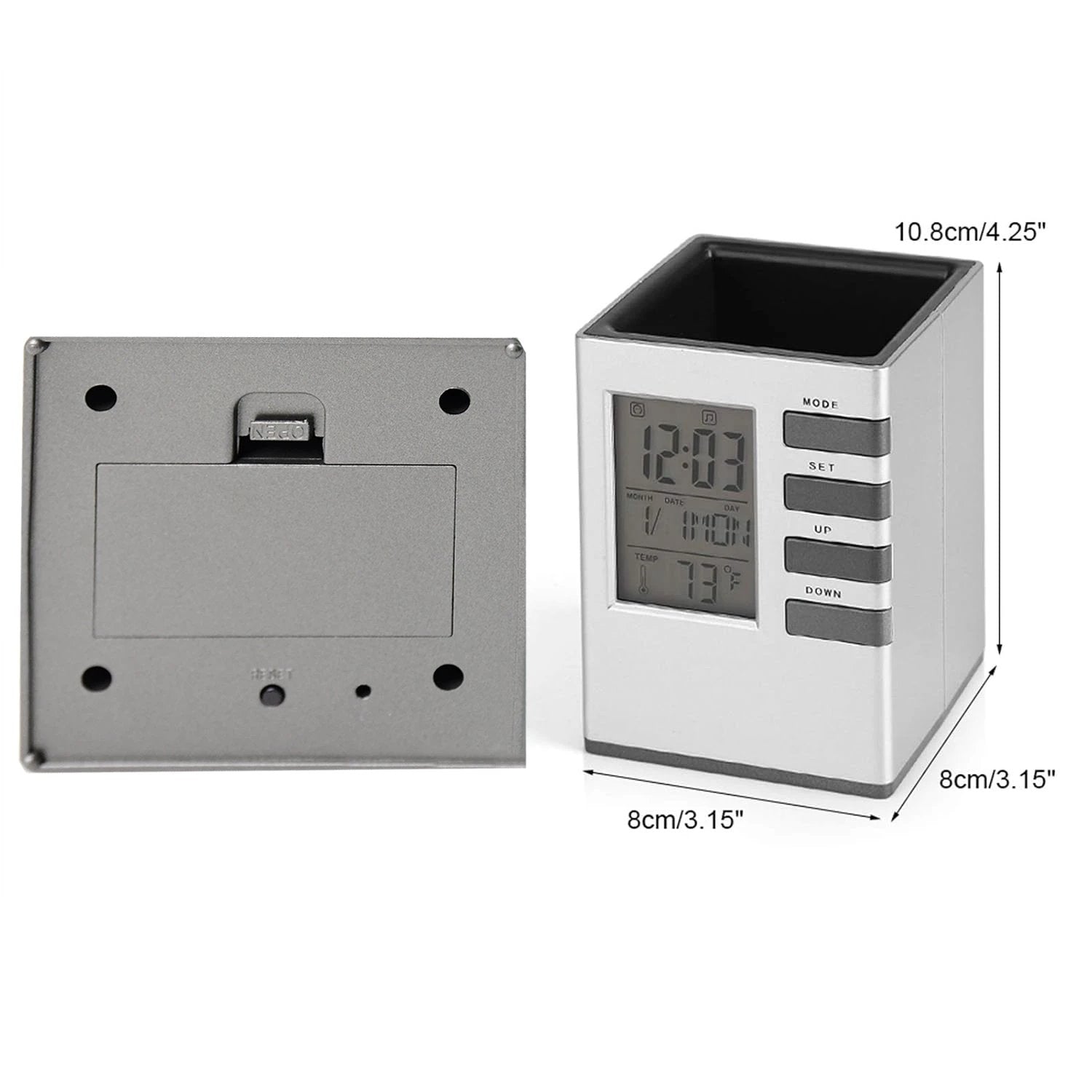 Multifunction Cube Digital Desk Clock With Pen Holder (1 Pc) by Wukusy