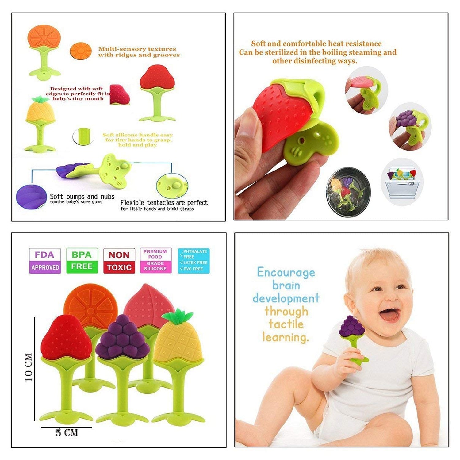 Silicone Fruit Shape Teether Toy Food Grade