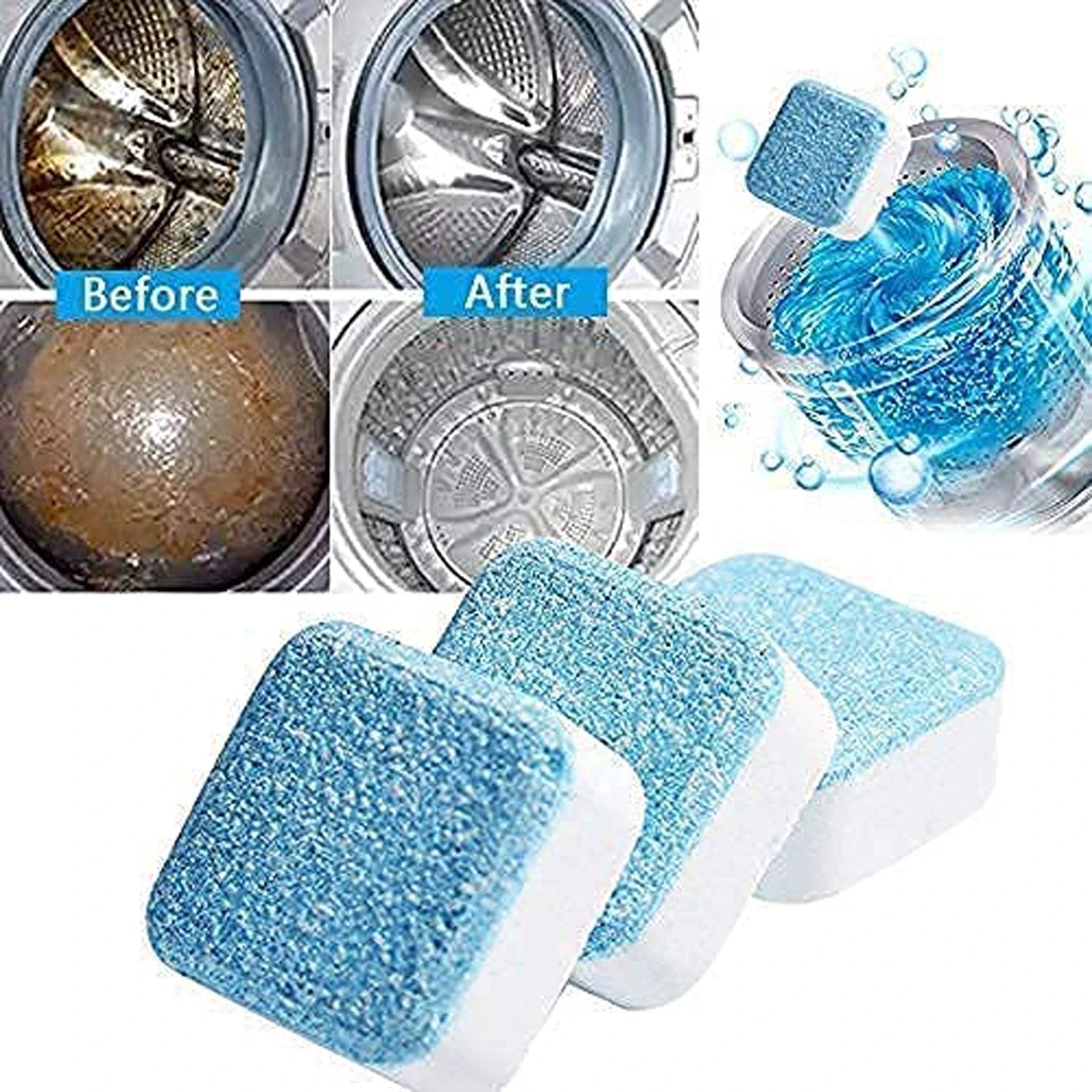 6245 Washing Machine Effervescent Tablet For All Companys Front And Top Load Machine Tablet For Perfectly Cleaning Of Tub Drum Stain Remover Washer Cleaner by Wukusy