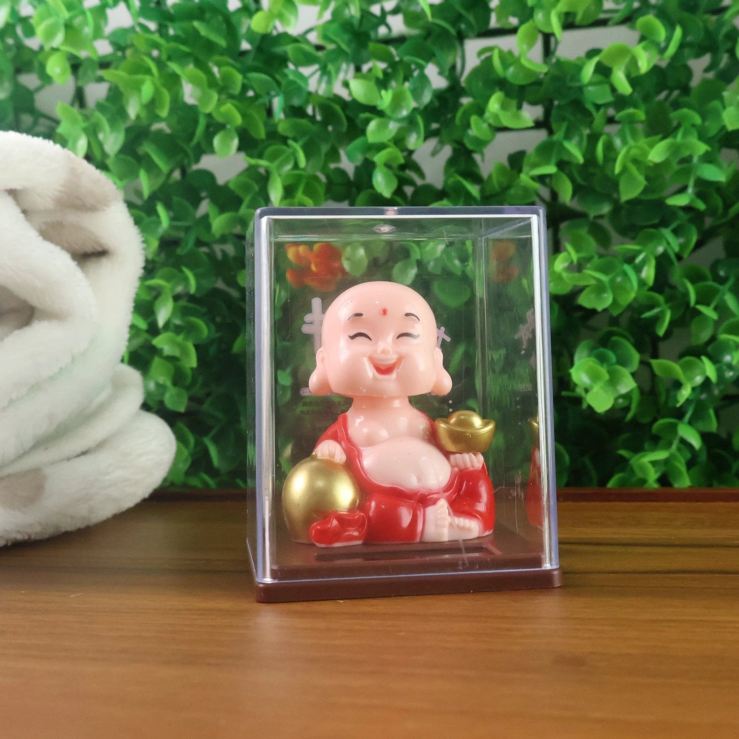 Solar Power Moving Head Buddha Statue Car Ornament (1 Pc  Mix Color) - 69KART