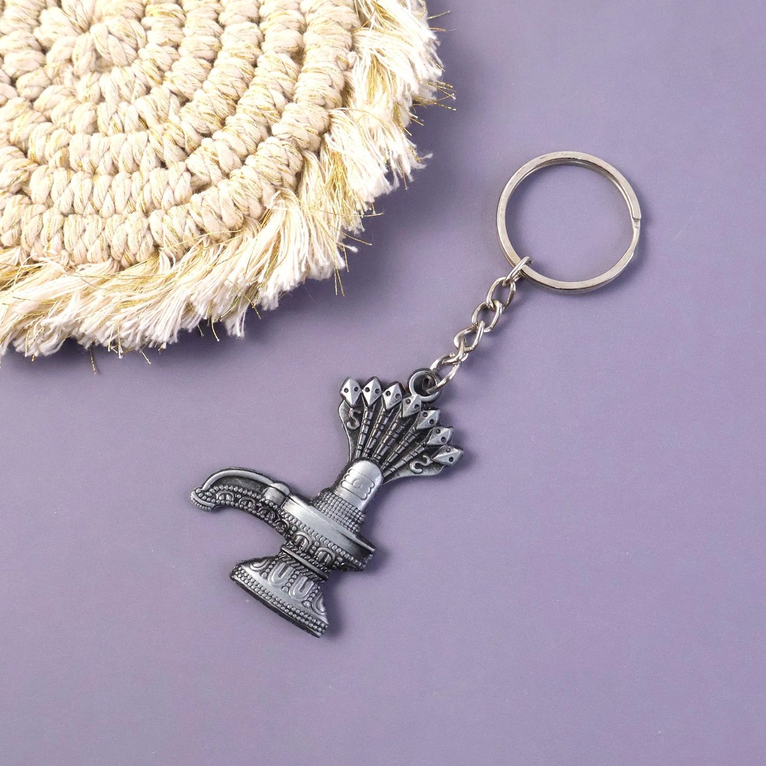 Shiva Lingam with Naag Metal Keychain by Wukusy