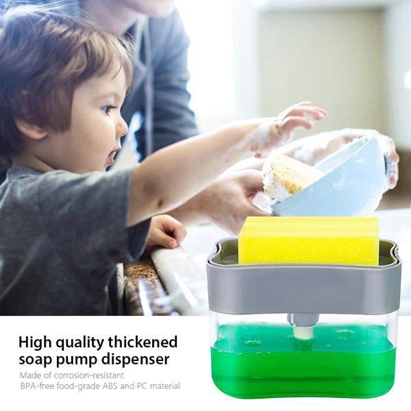 1485 Liquid Soap Dispenser On Countertop With Sponge Holder For Pet by Wukusy