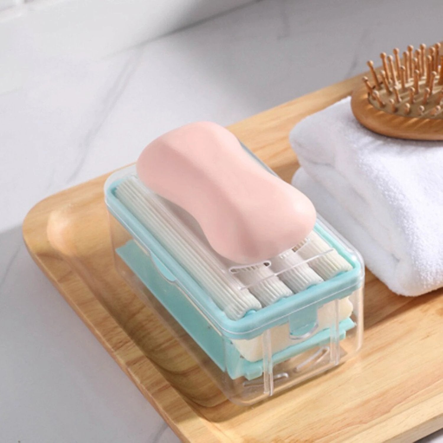 6296 2-in-1 Portable Soap Dish  Soap Dispenser With Roller And Drain Holes Multifunctional Soap Holder Foaming Soap Bar Box For Home Kitchen Bathroom - 69KART