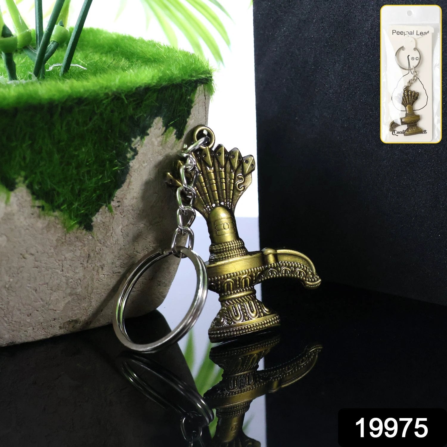 Lord Shiva Shivaling Metal Keychain - Antique Finish by Wukusy