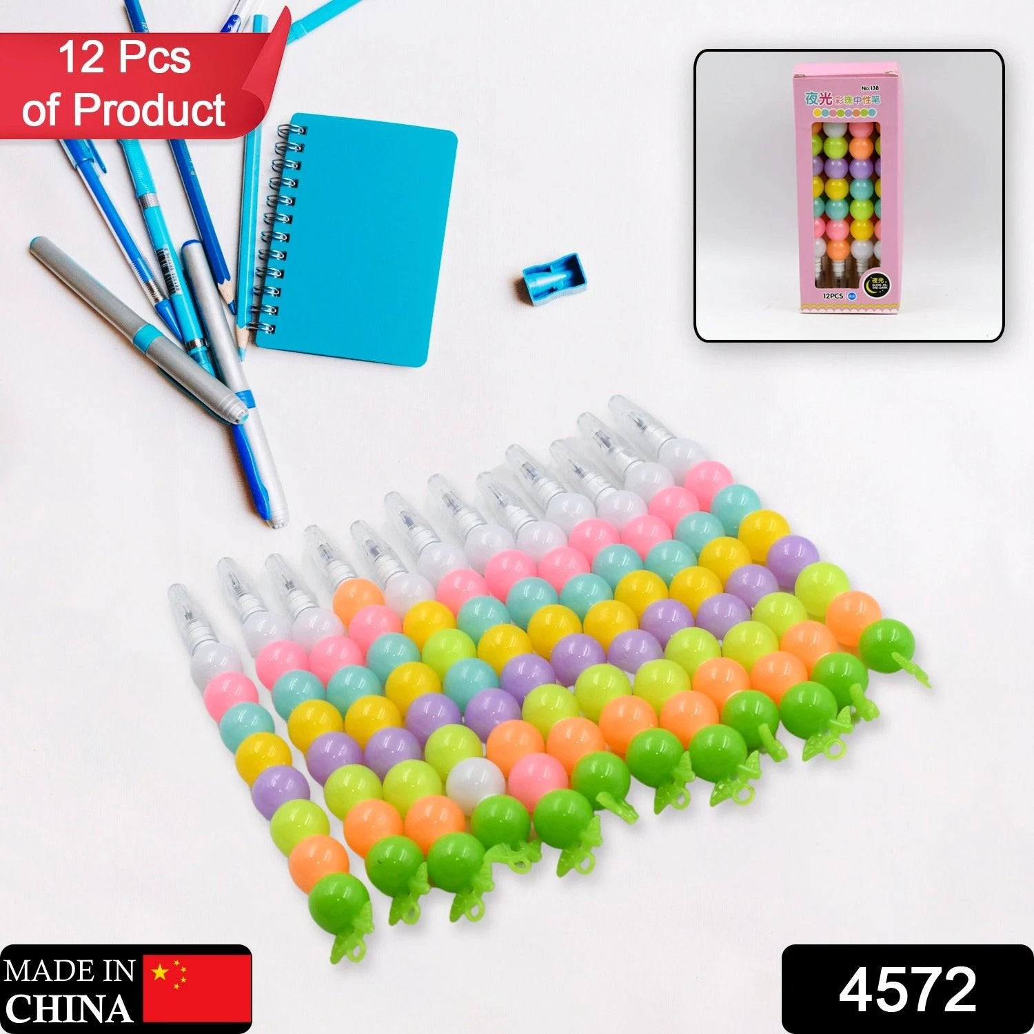 4572 Stylish Pearls Pen Plastic Moti Non-sharpening Design Pen Multicolor Pearls Moti Gel Pen Fancy Designer Attractive Gel Pen For Kids Pack Of (12 Pc Set ) - 69KART