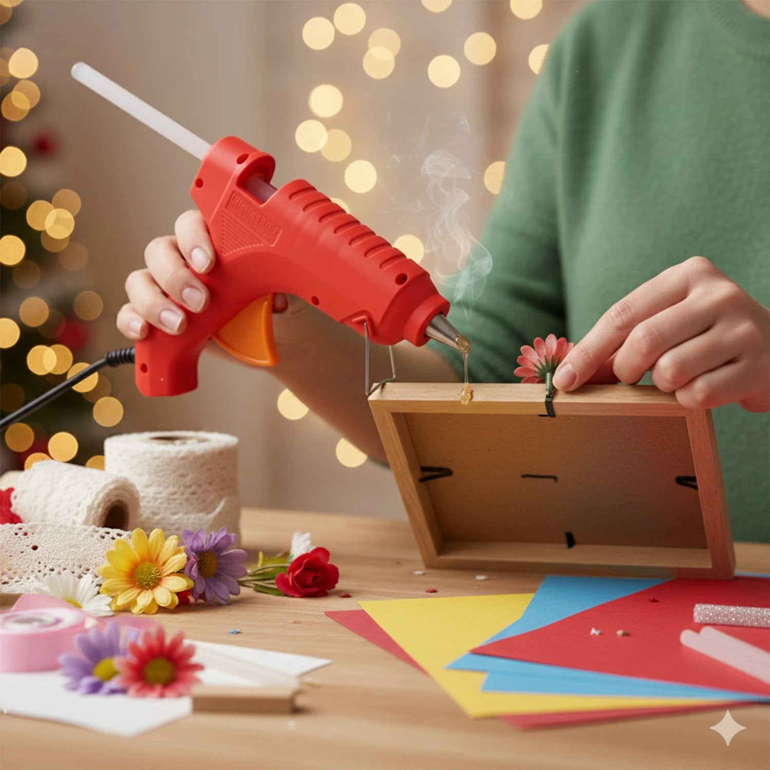Premium 20w Hot Melt Glue Gun With 6 Transparent Glue Sticks Set - 69KART