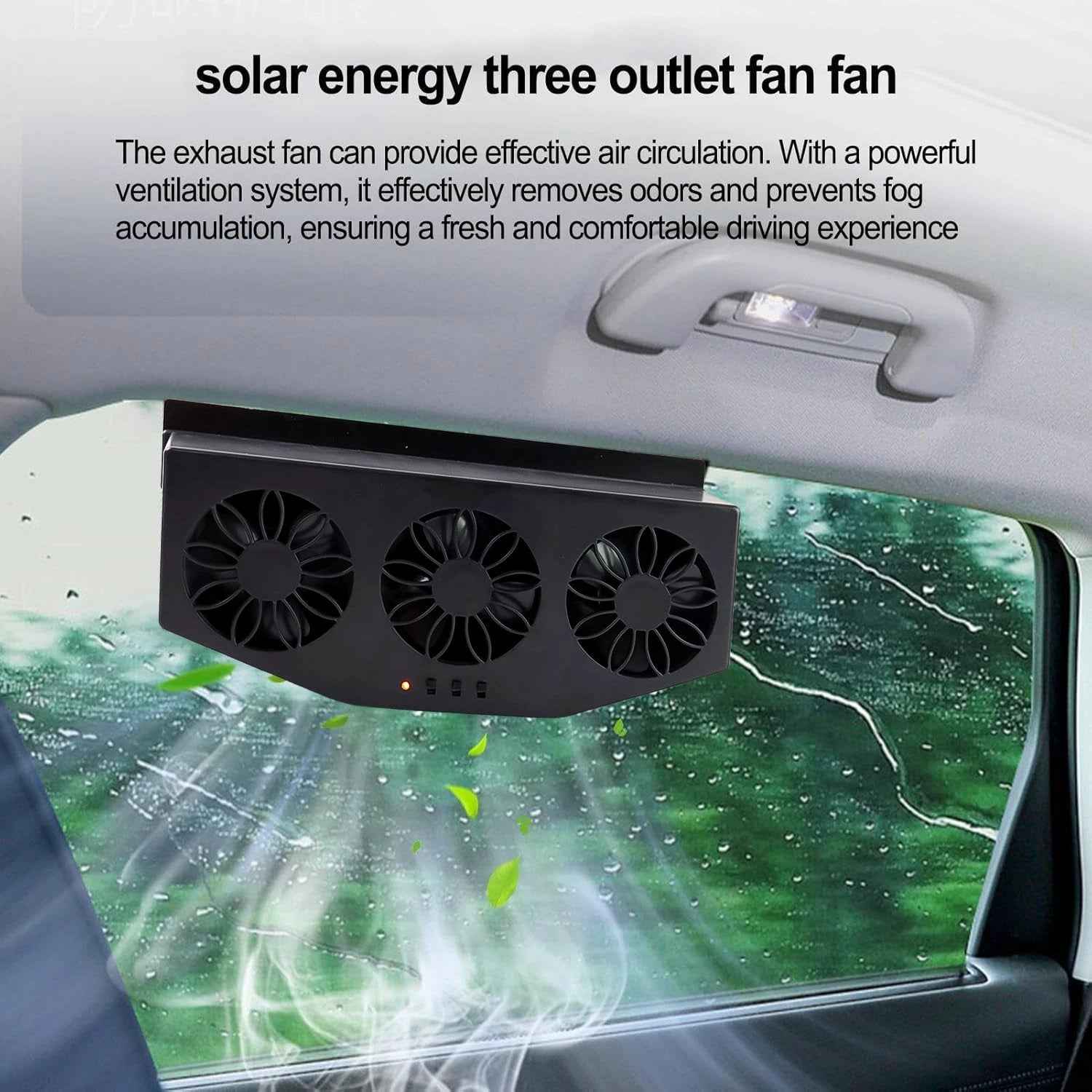 Triple Fan Solar Powered Car Exhaust Ventilation System With Usb Charging - 69KART