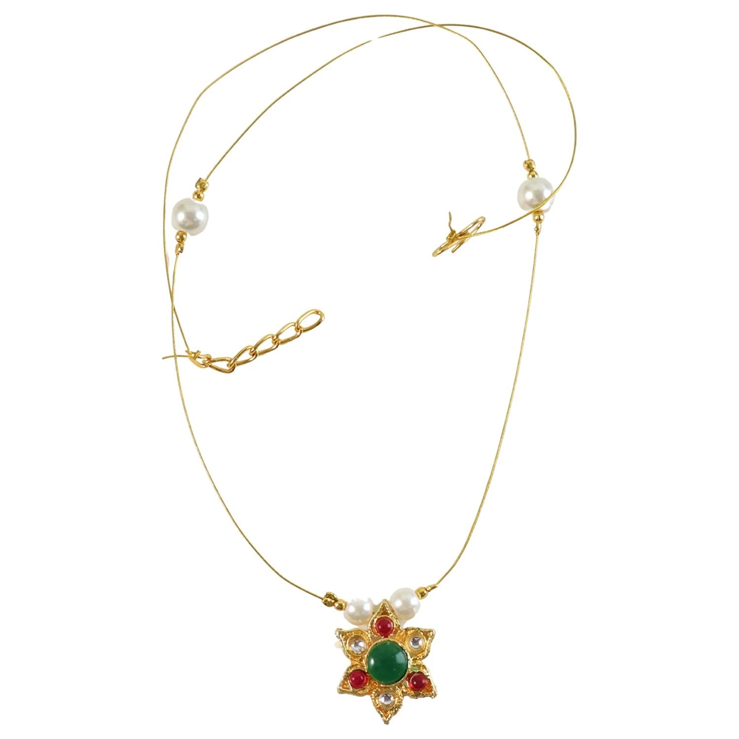 Traditional Multicolor Stone Floral Pendant Necklace Chain (1 Pc) by Wukusy