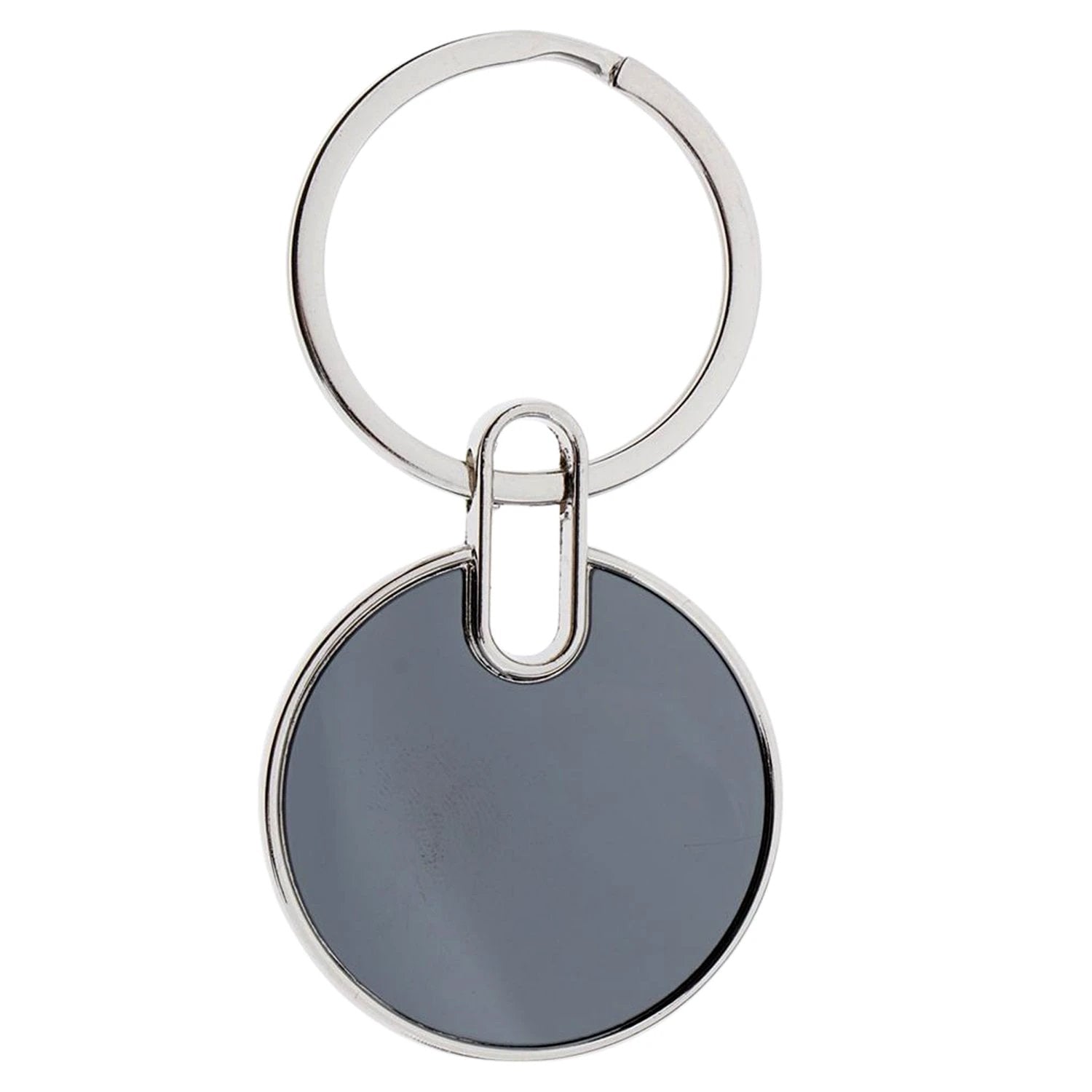 Black Round Metal Keychain by Wukusy