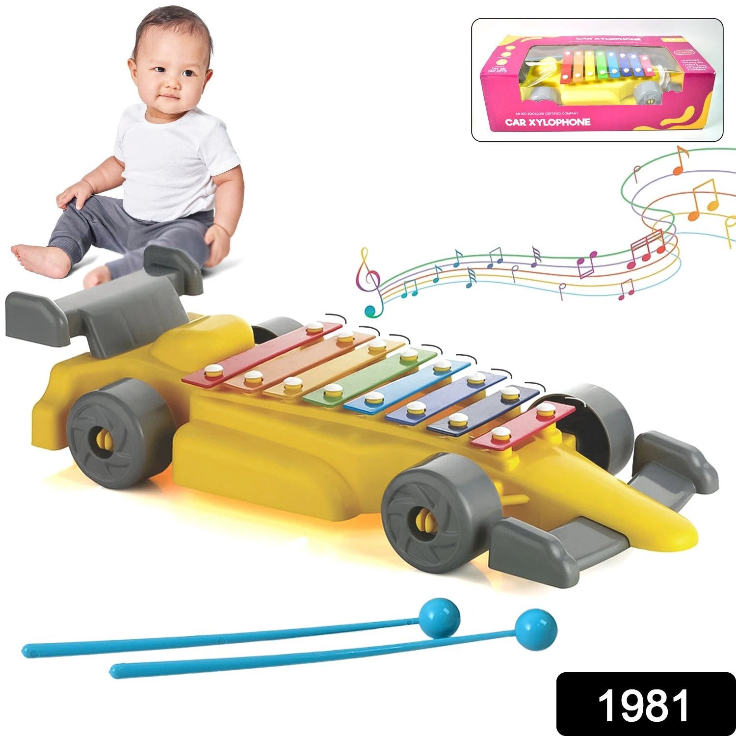 Musical Car Piano Xylophone Toy Plastic Car Xylophone (1 Set) - 69kart