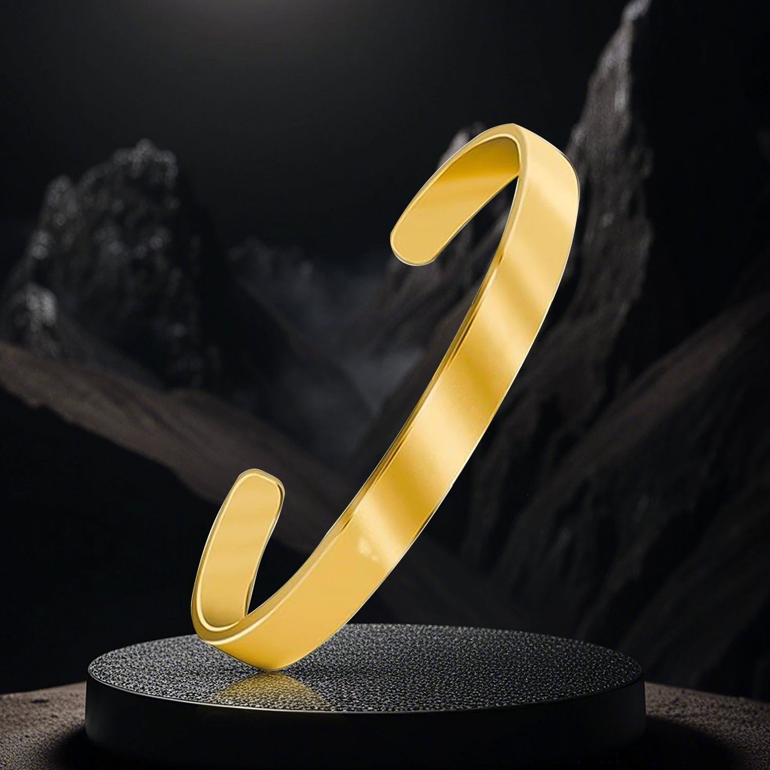Elegant Gold Finish Open Cuff Bracelet Kada (1 Pc) by Wukusy