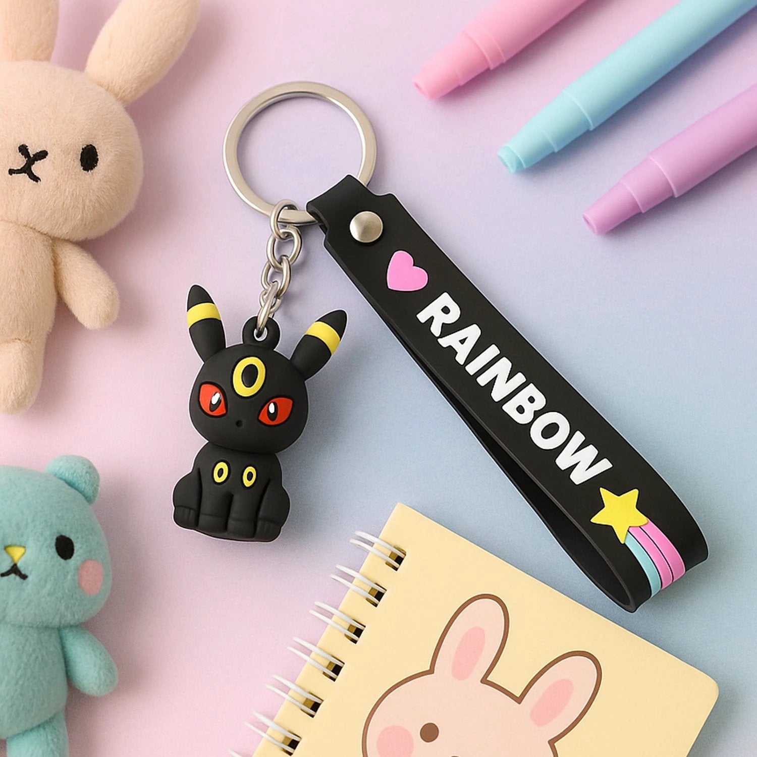 Cute Cartoon Silicone 3d Key Chain With Metal Hook  Strap (Pack Of 1) - 69KART