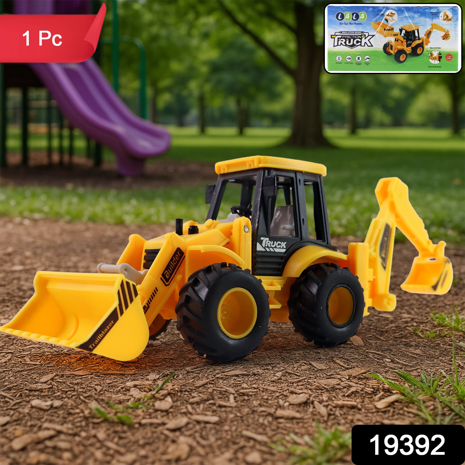 Lala Friction Powered Jcb Style Backhoe Loader Construction Toy Truck For Kids (1 Pc)
