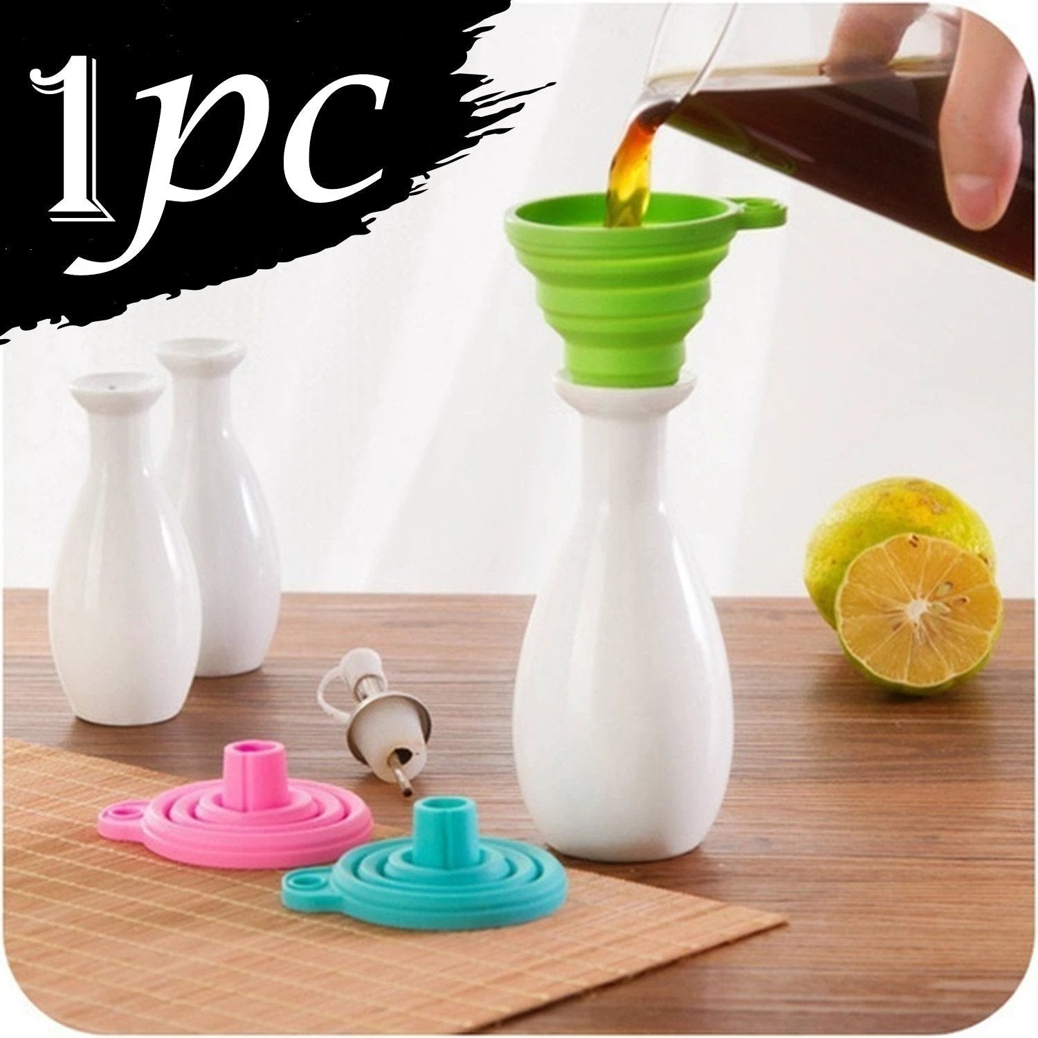 4677 Silicone Funnel For Kitchen Use Oil Pouring Sauce Water Juice by Wukusy