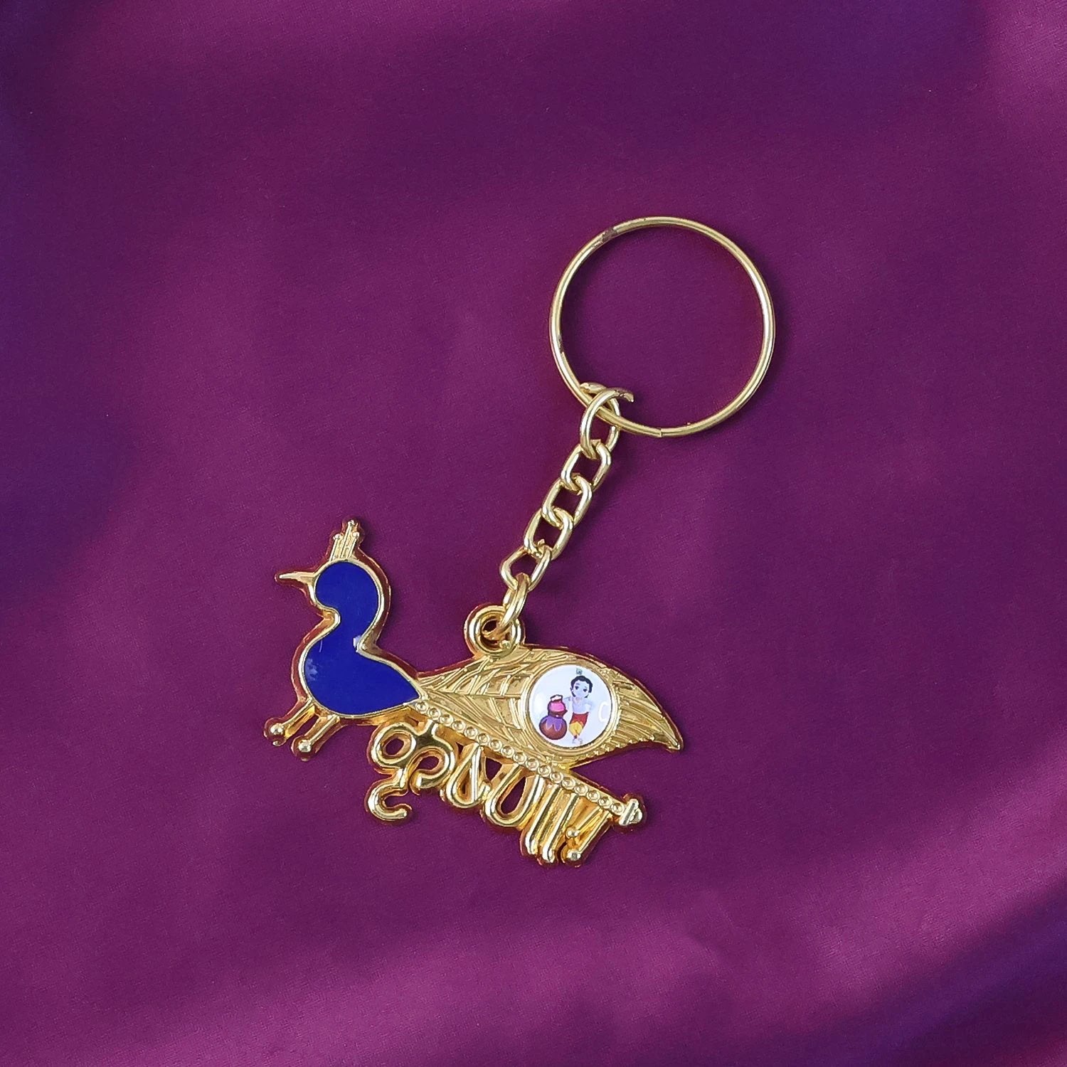 Premium Krishna-themed Decorative Metal Keychain by Wukusy
