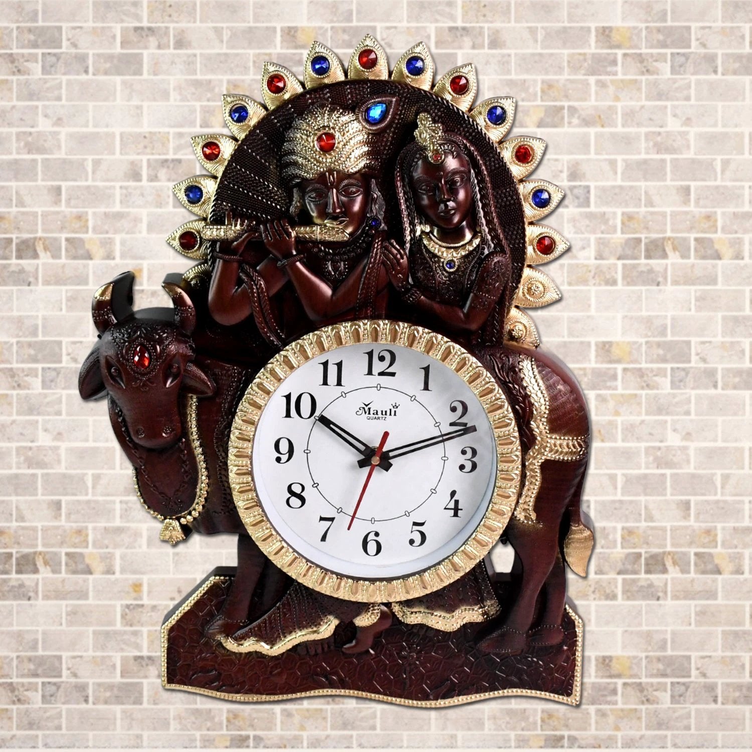 Analog Latest Stylish New Models Wall Clock With God Radha Kishan Frame by Wukusy