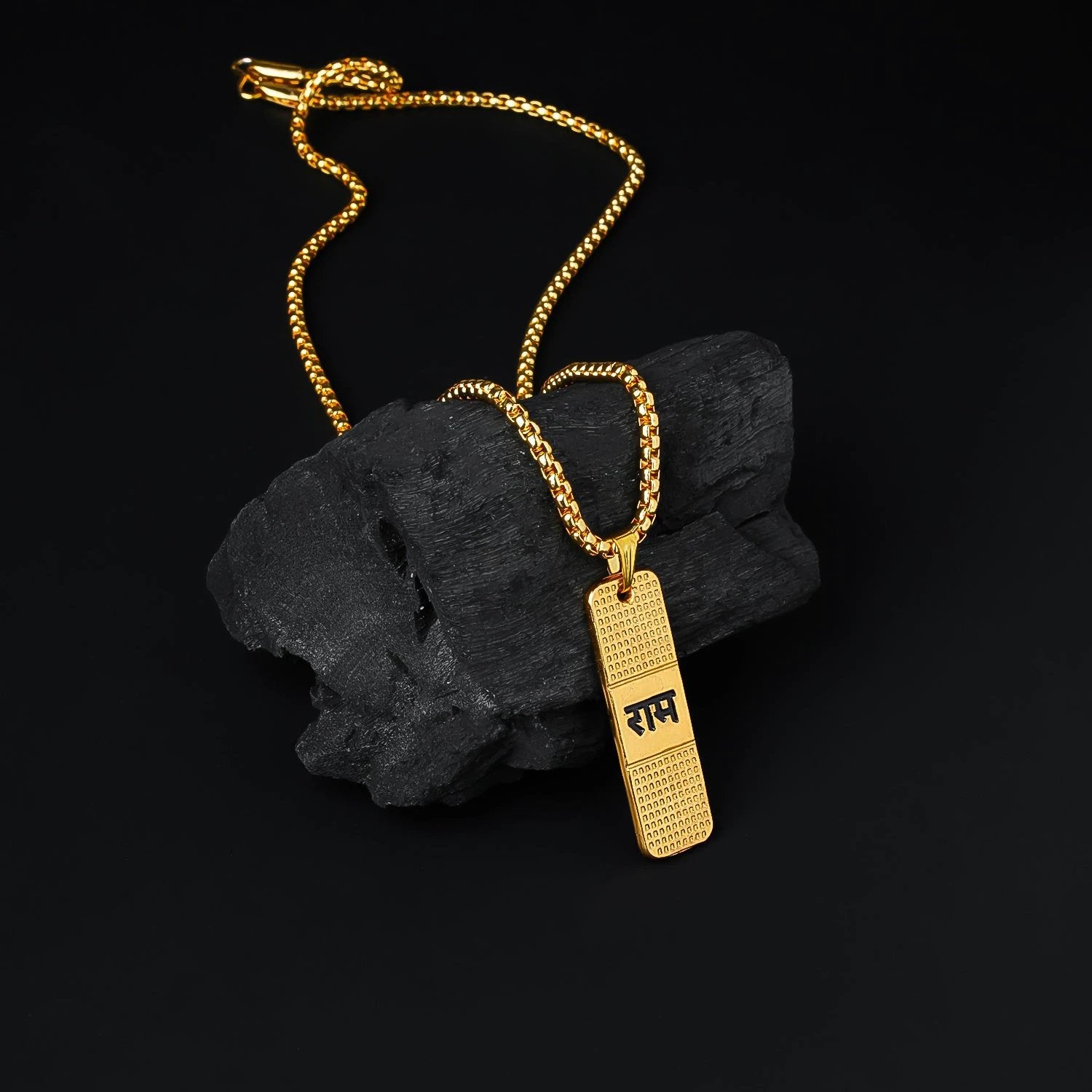 Golden Ram Naam Locket With Chain (1 Pc) by Wukusy